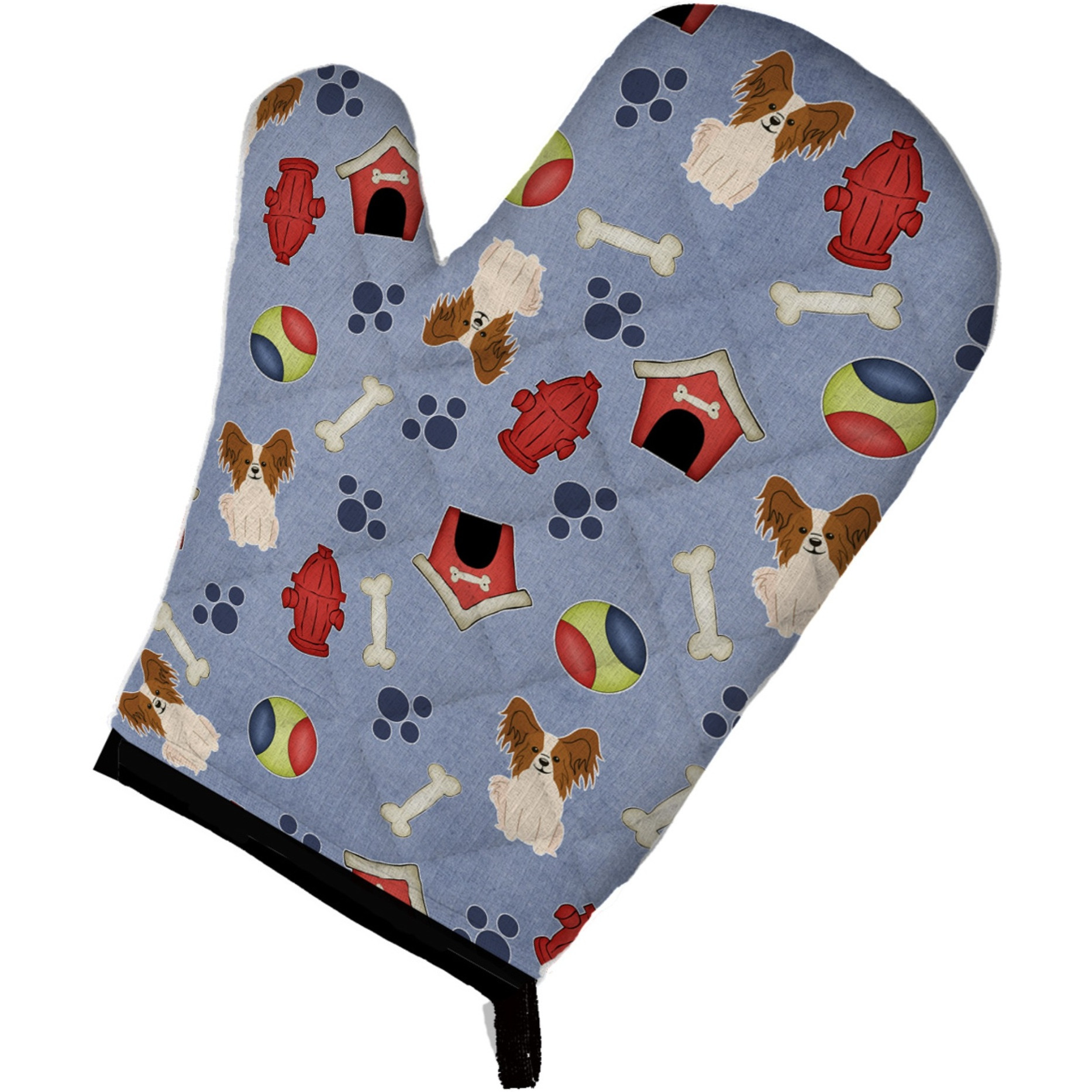 &quotCaroline's Treasures BB2691OVMT Dog House Collection Papillon Red White Oven Mitt, 12"" by 8.5"", Multicolor"