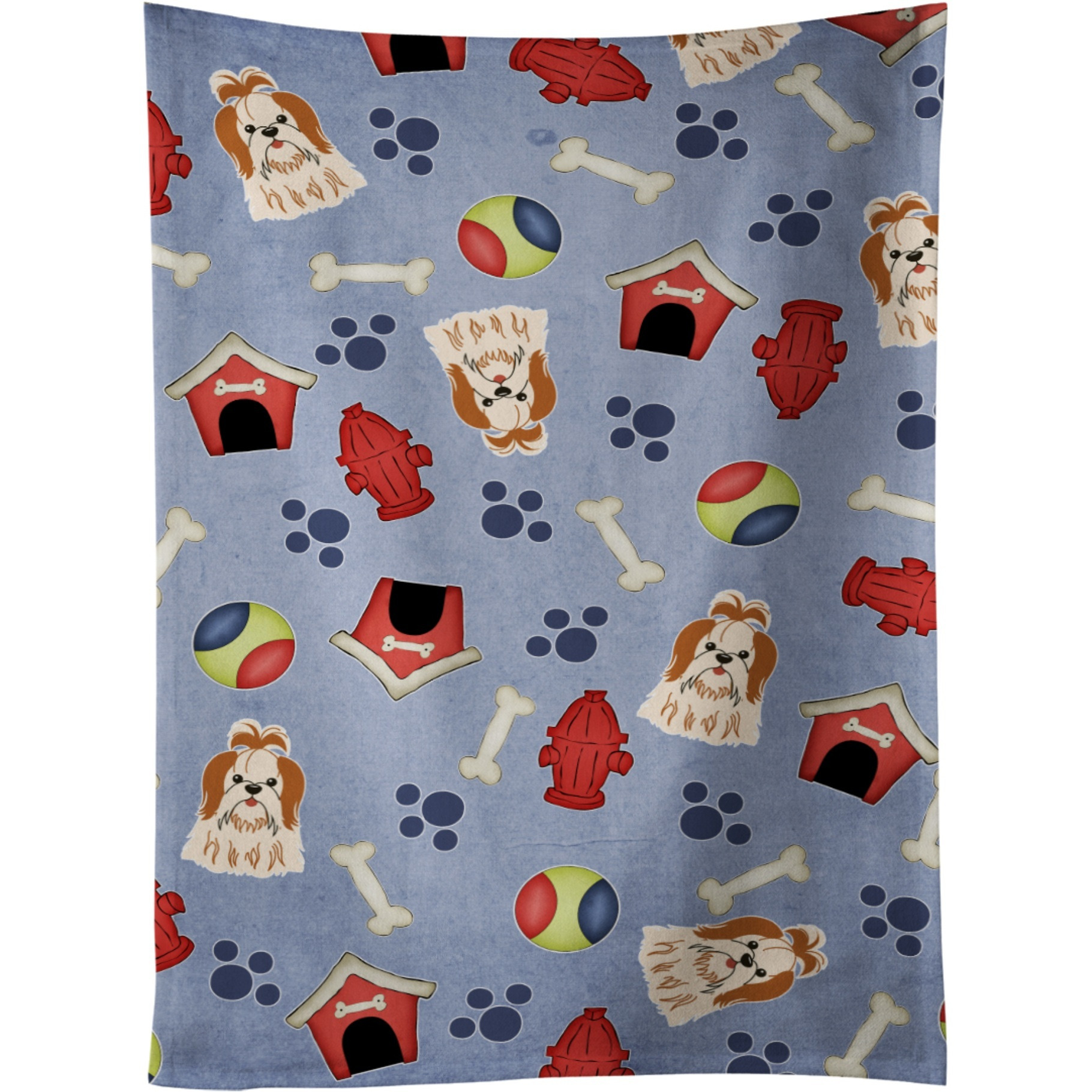 &quotCaroline's Treasures BB2700KTWL Dog House Shih Tzu Red White Kitchen Towel, 25"" x 15"", Multicolor"