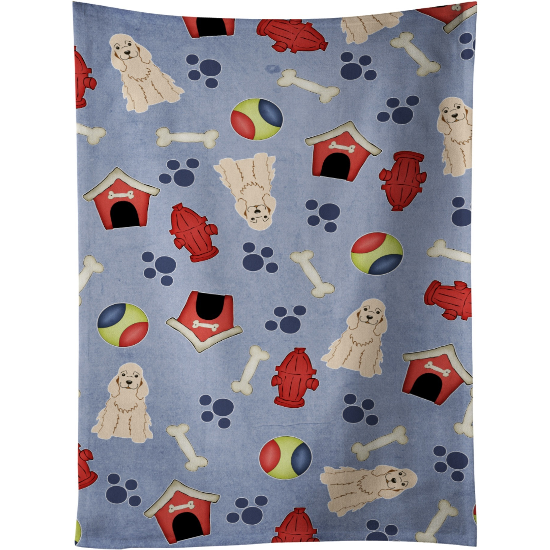 &quotCaroline's Treasures BB2707KTWL Dog House Cocker Spaniel Buff Kitchen Towel, 25"" x 15"", Multicolor"