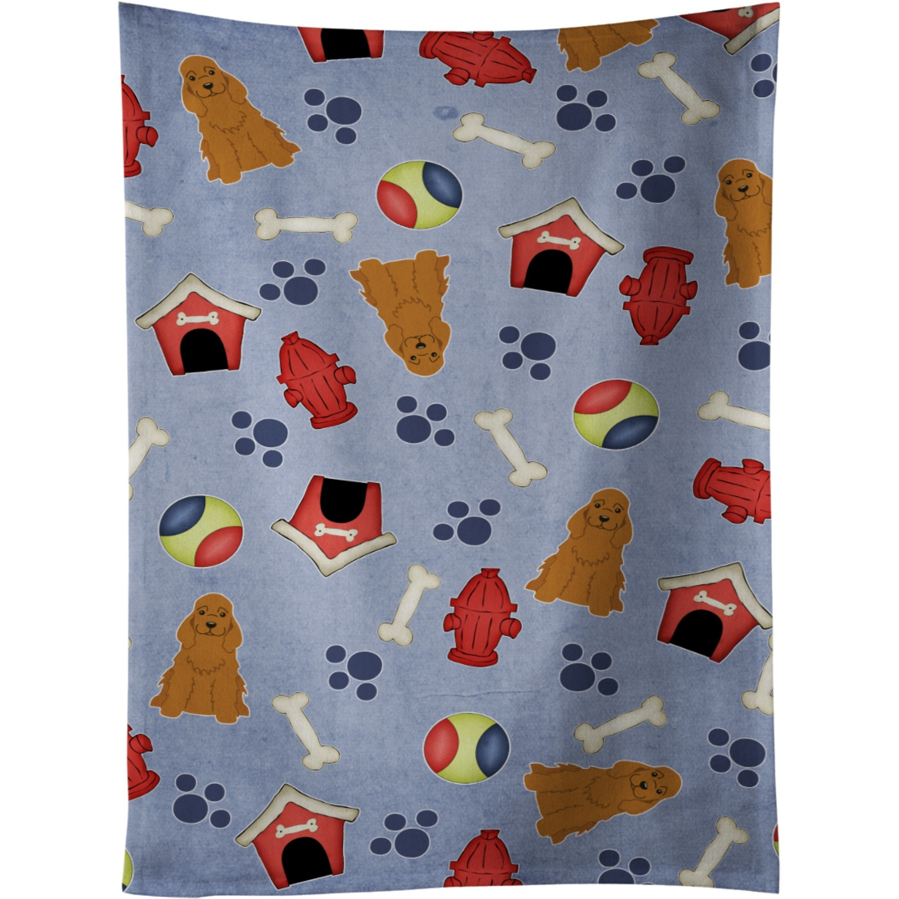 &quotCaroline's Treasures BB2708KTWL Dog House Cocker Spaniel Red Kitchen Towel, 25"" x 15"", Multicolor"