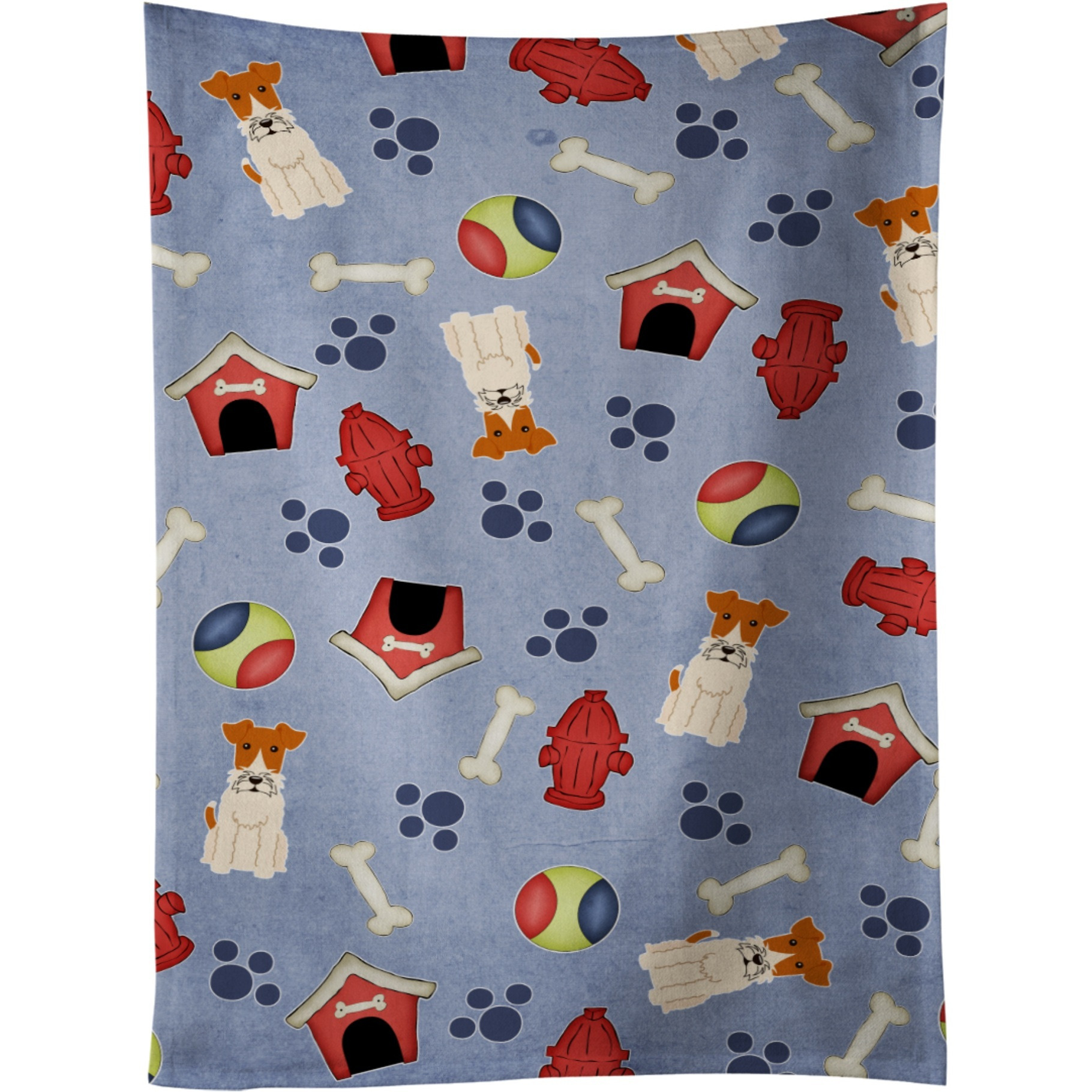 &quotCaroline's Treasures BB2714KTWL Dog House Wire Fox Terrier Kitchen Towel, 25"" x 15"", Multicolor"
