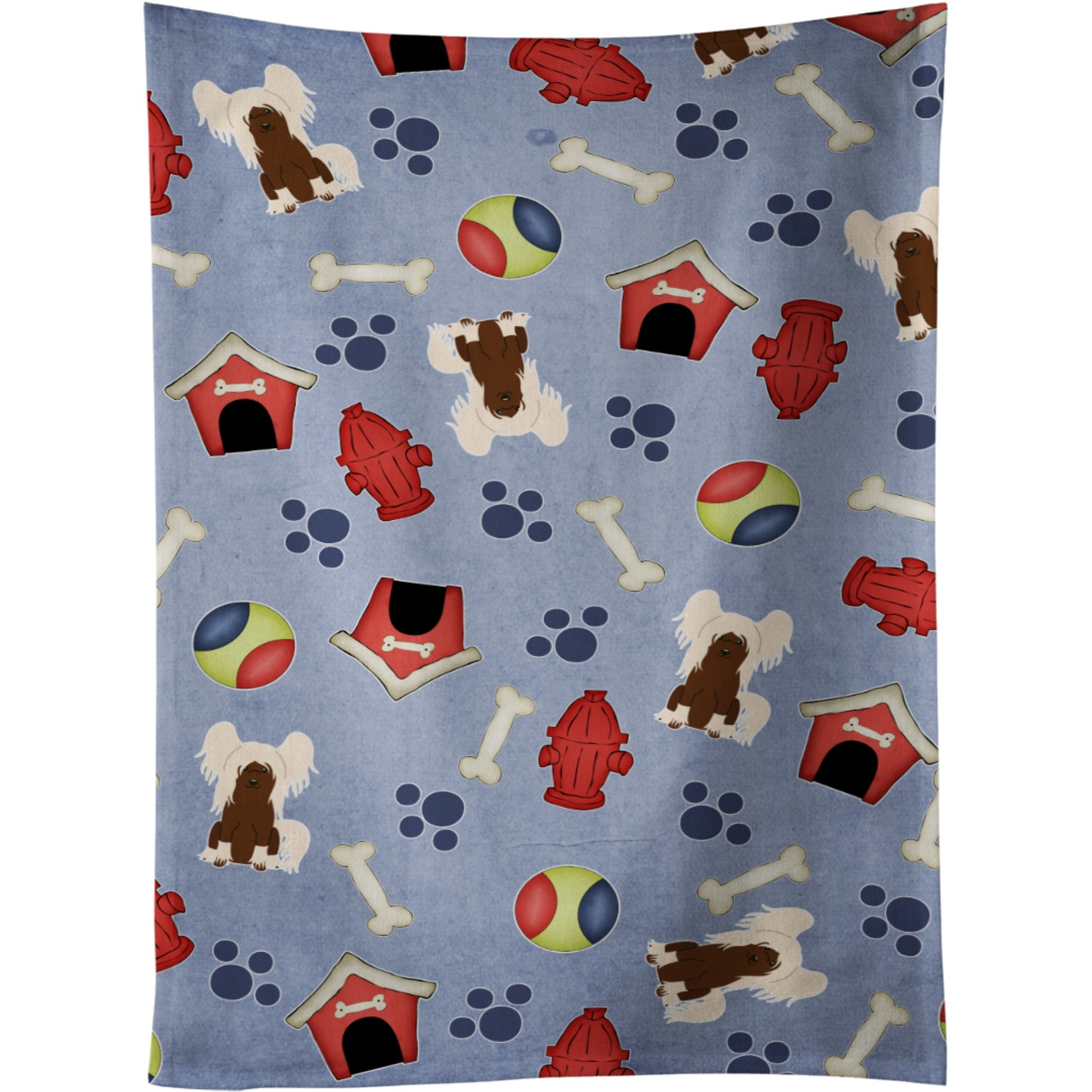 &quotCaroline's Treasures BB2726KTWL Dog House Chinese Crested Cream Kitchen Towel, 25"" x 15"", Multicolor"