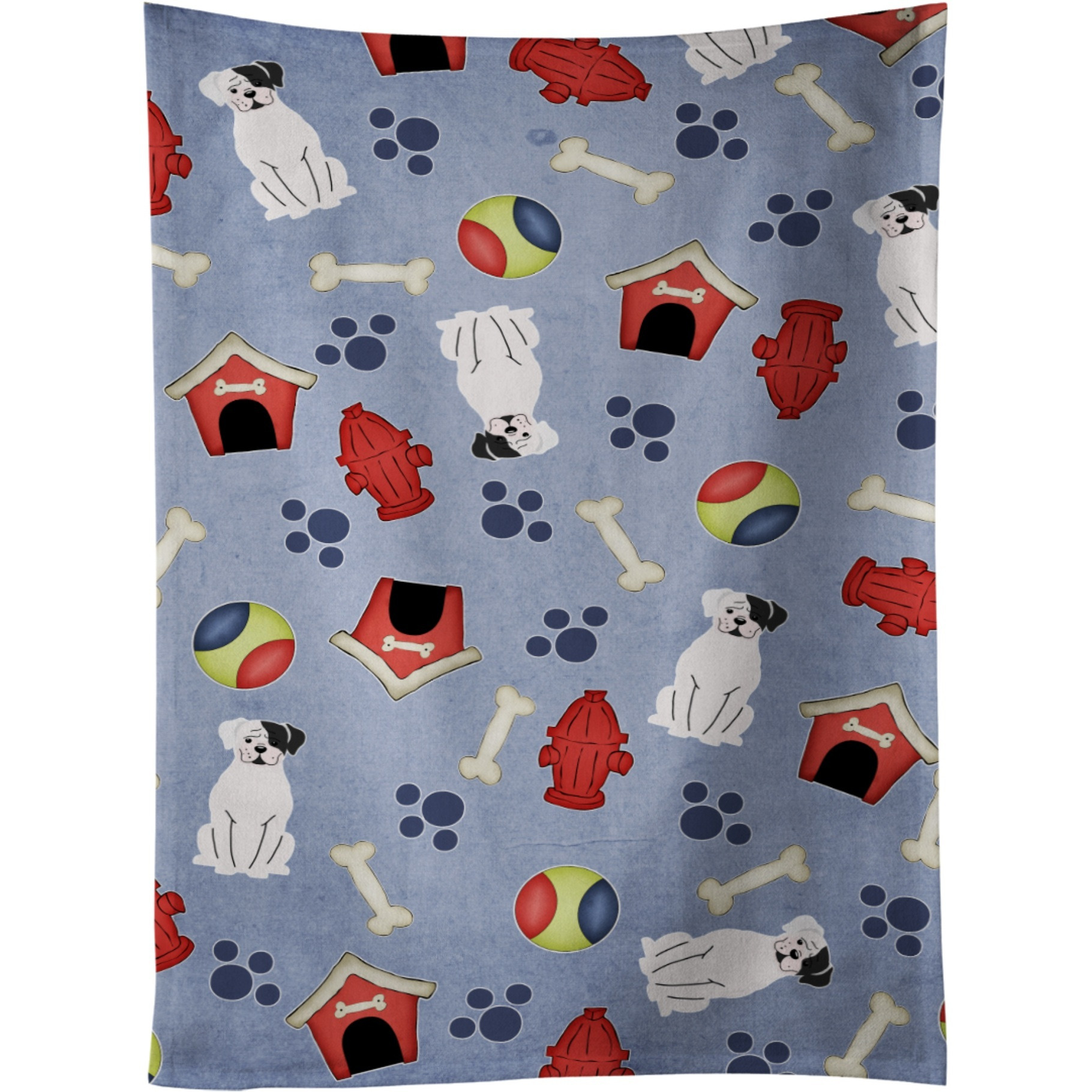 &quotCaroline's Treasures BB2727KTWL Dog House White Boxer Cooper Kitchen Towel, 25"" x 15"", Multicolor"