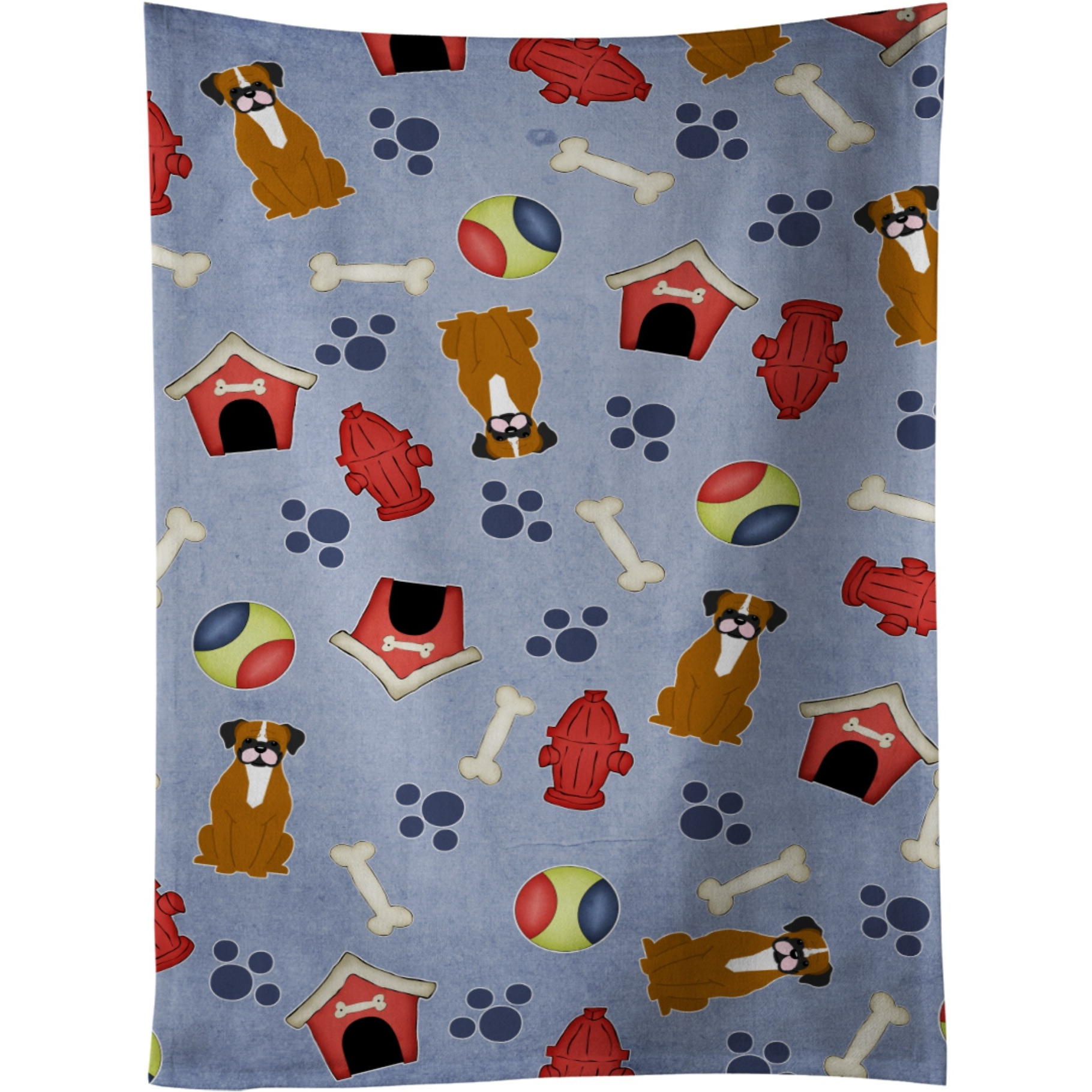 &quotCaroline's Treasures BB2729KTWL Dog House Flashy Fawn Boxer Kitchen Towel, 25"" x 15"", Multicolor"