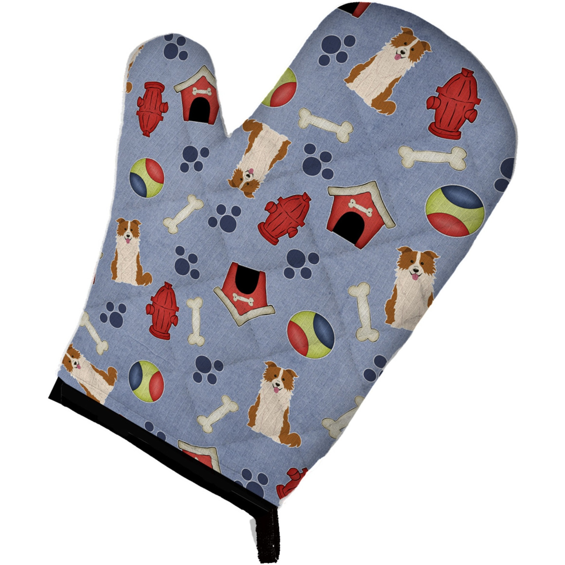 &quotCaroline's Treasures BB2732OVMT Dog House Collection Border Collie Red White Oven Mitt, 12"" by 8.5"", Multicolor"