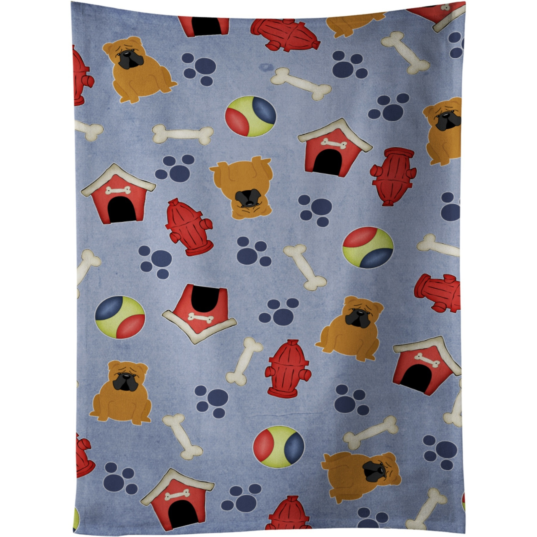 &quotCaroline's Treasures BB2735KTWL Dog House English Bulldog Red Kitchen Towel, 25"" x 15"", Multicolor"