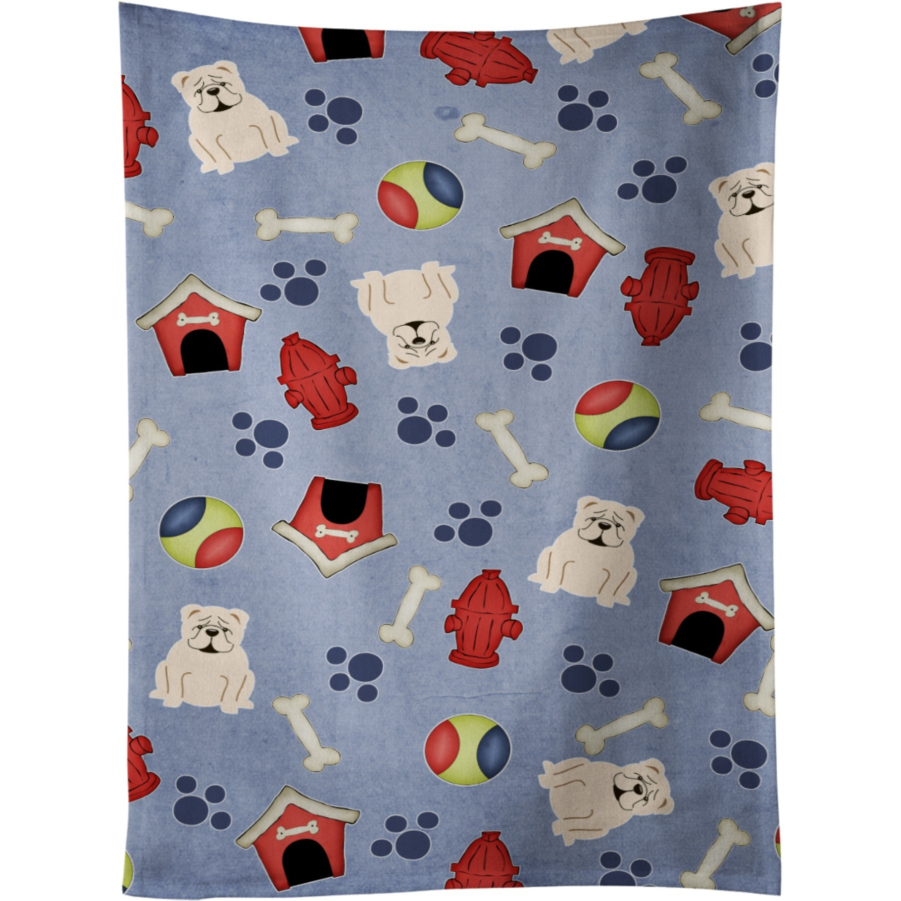 &quotCaroline's Treasures BB2736KTWL Dog House English Bulldog White Kitchen Towel, 25"" x 15"", Multicolor"