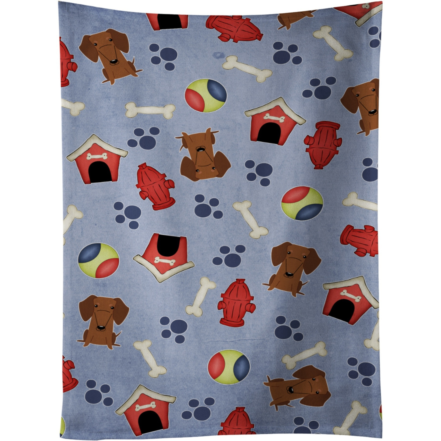&quotCaroline's Treasures BB2743KTWL Dog House Dachshund Red Brown Kitchen Towel, 25"" x 15"", Multicolor"