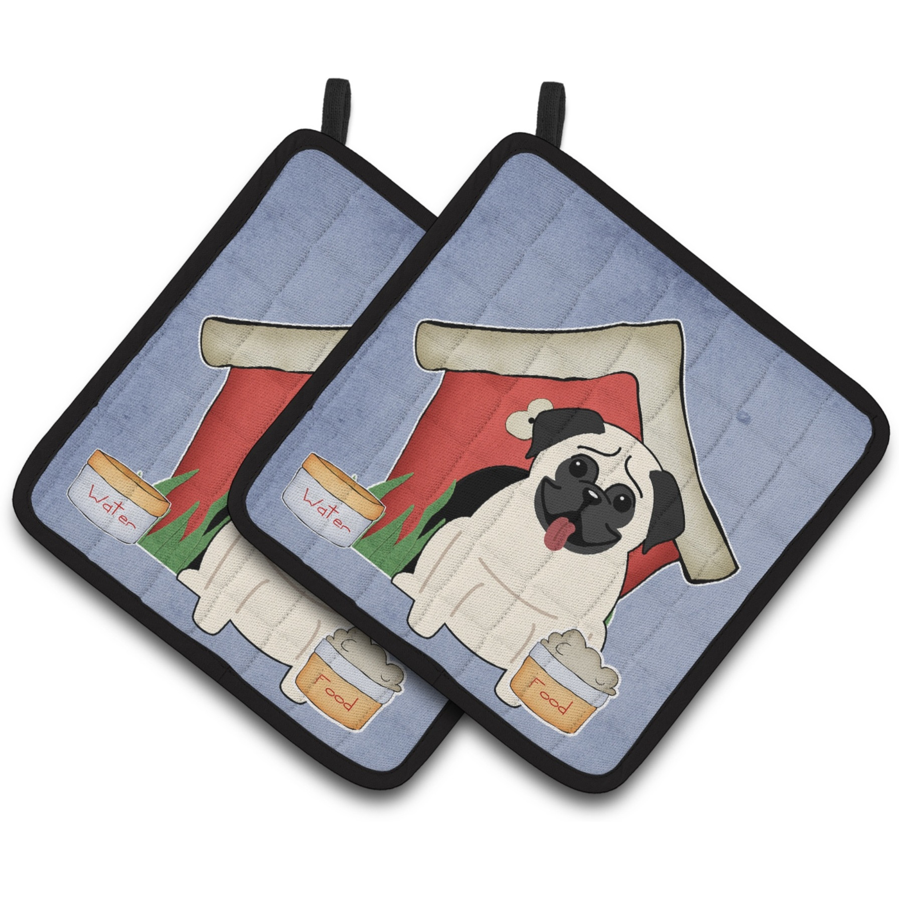 &quotCaroline's Treasures Dog House Collection Pug Cream Pair of Pot Holders BB2758PTHD, 7.5HX7.5W, Multicolor"