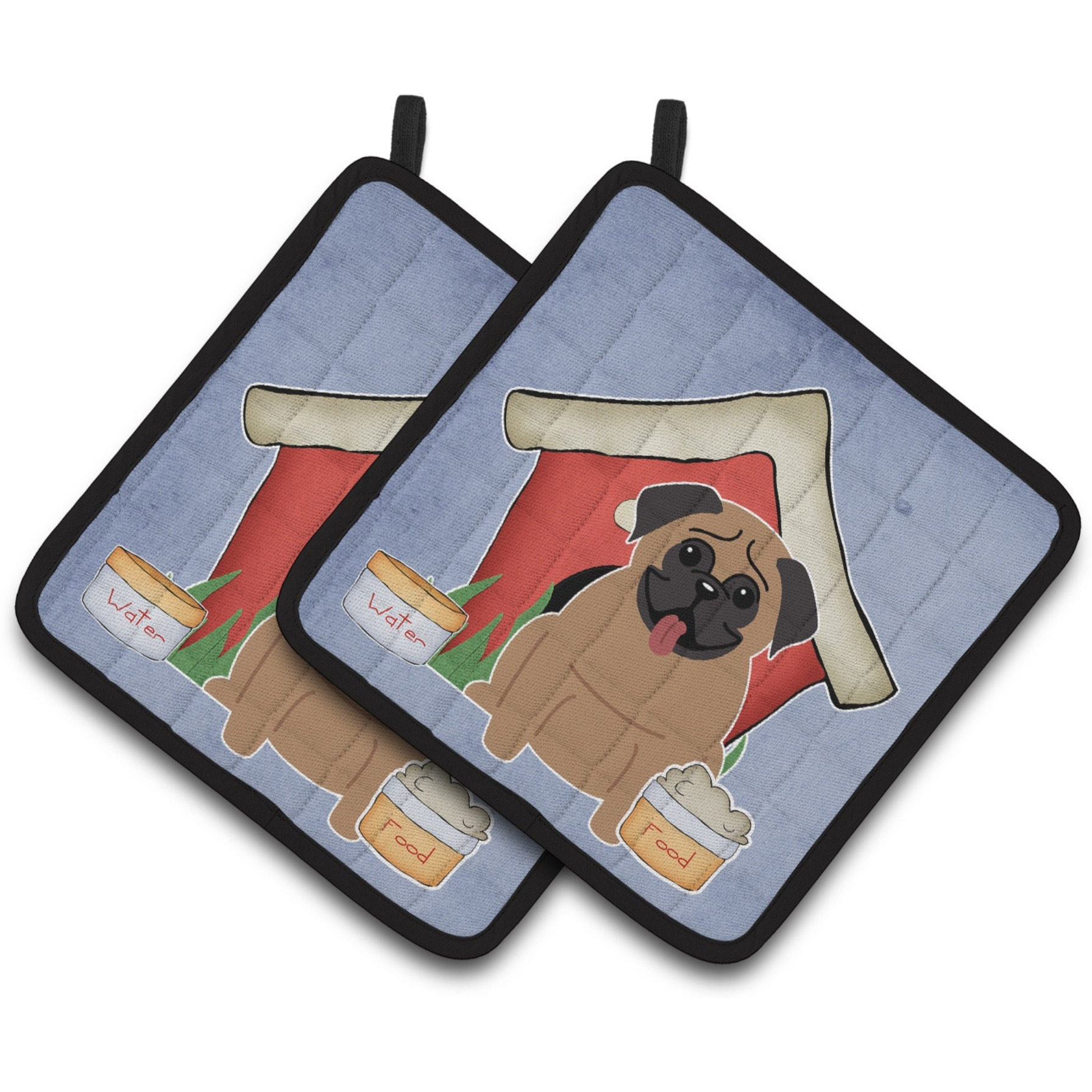 &quotCaroline's Treasures Dog House Collection Pug Brown Pair of Pot Holders BB2759PTHD, 7.5HX7.5W, Multicolor"