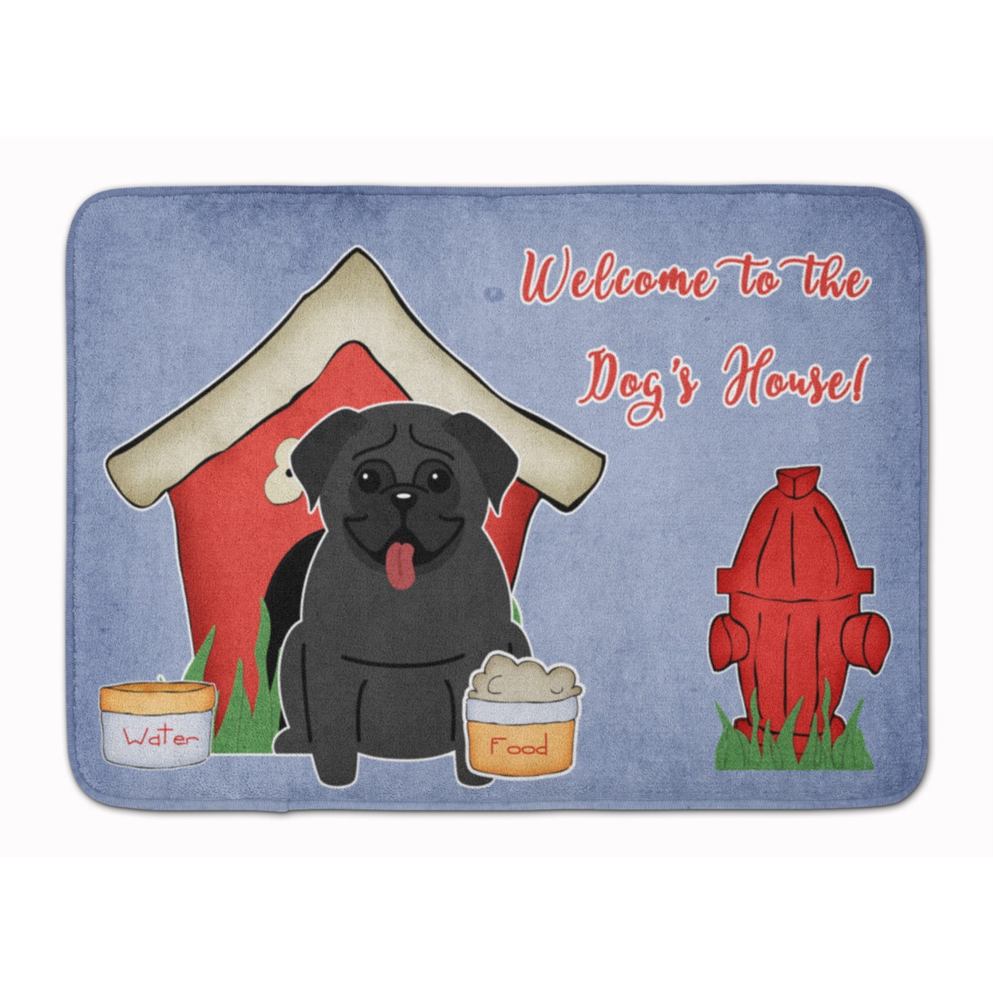 &quotCaroline's Treasures Dog House Collection Pug Black Floor Mat, 19"" x 27"", Multicolor"
