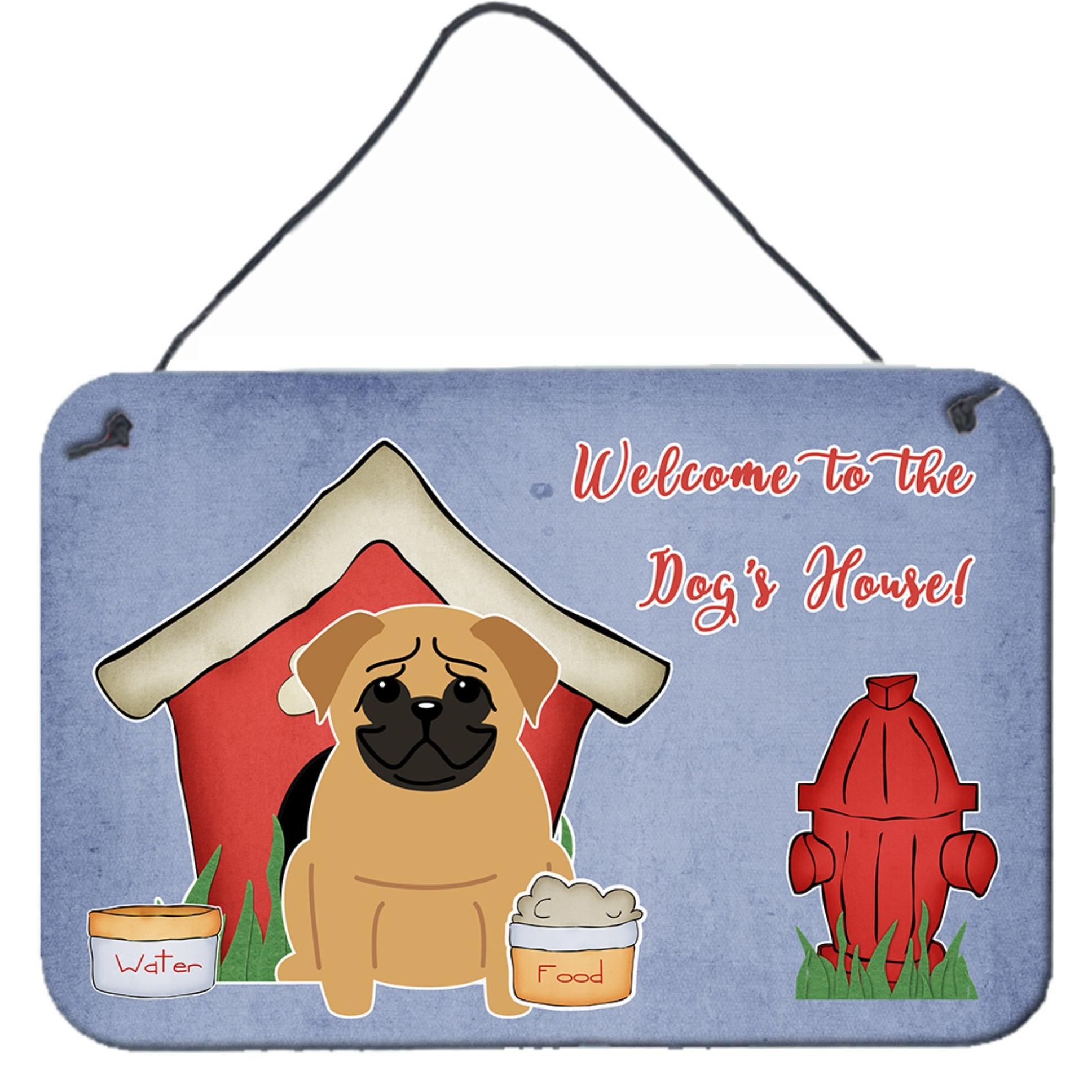 &quotCaroline's Treasures Dog House Collection Pug Brown Wall or Door Hanging Prints BB2761DS812, 8"" x 12"""
