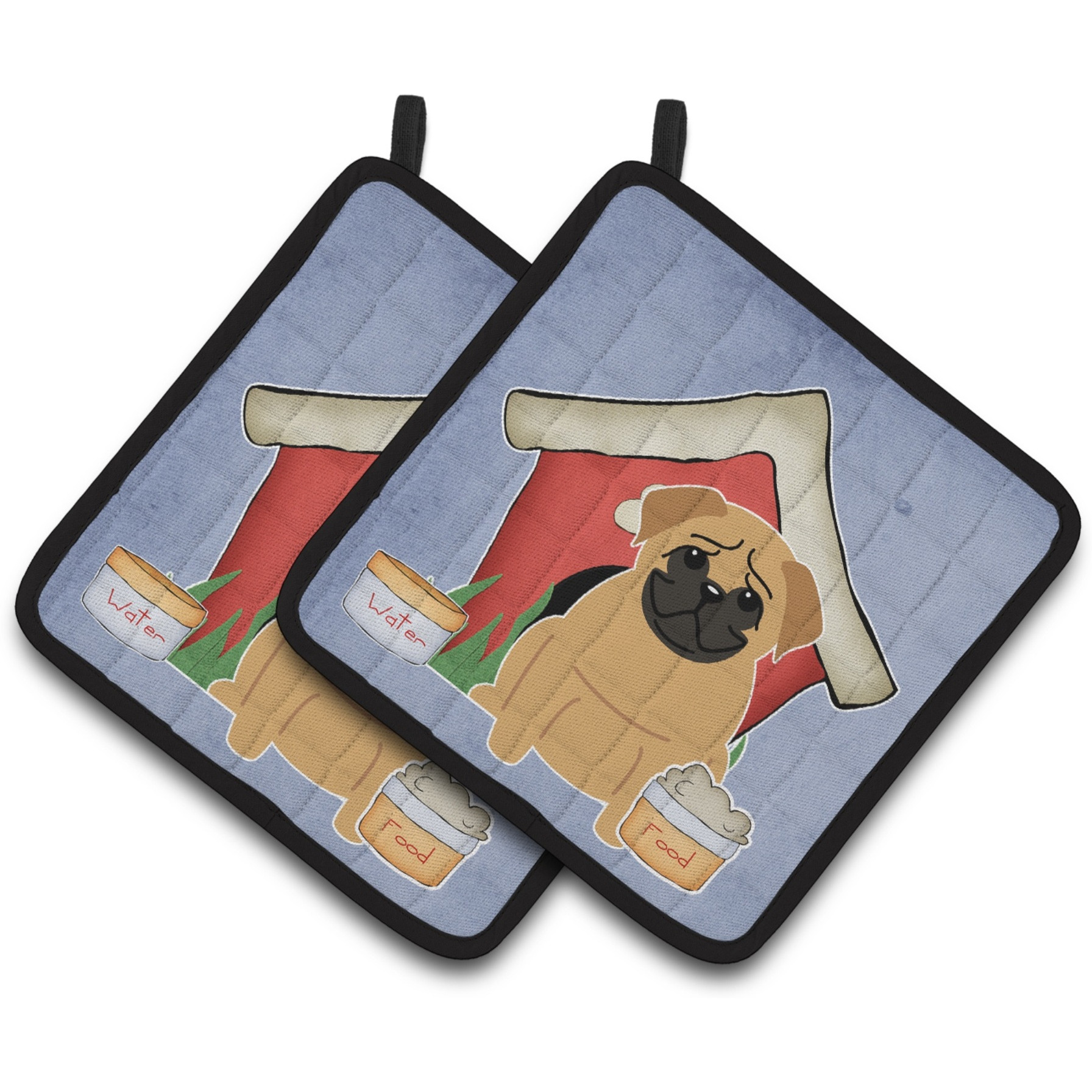 &quotCaroline's Treasures Dog House Collection Pug Brown Pair of Pot Holders BB2761PTHD, 7.5HX7.5W, Multicolor"