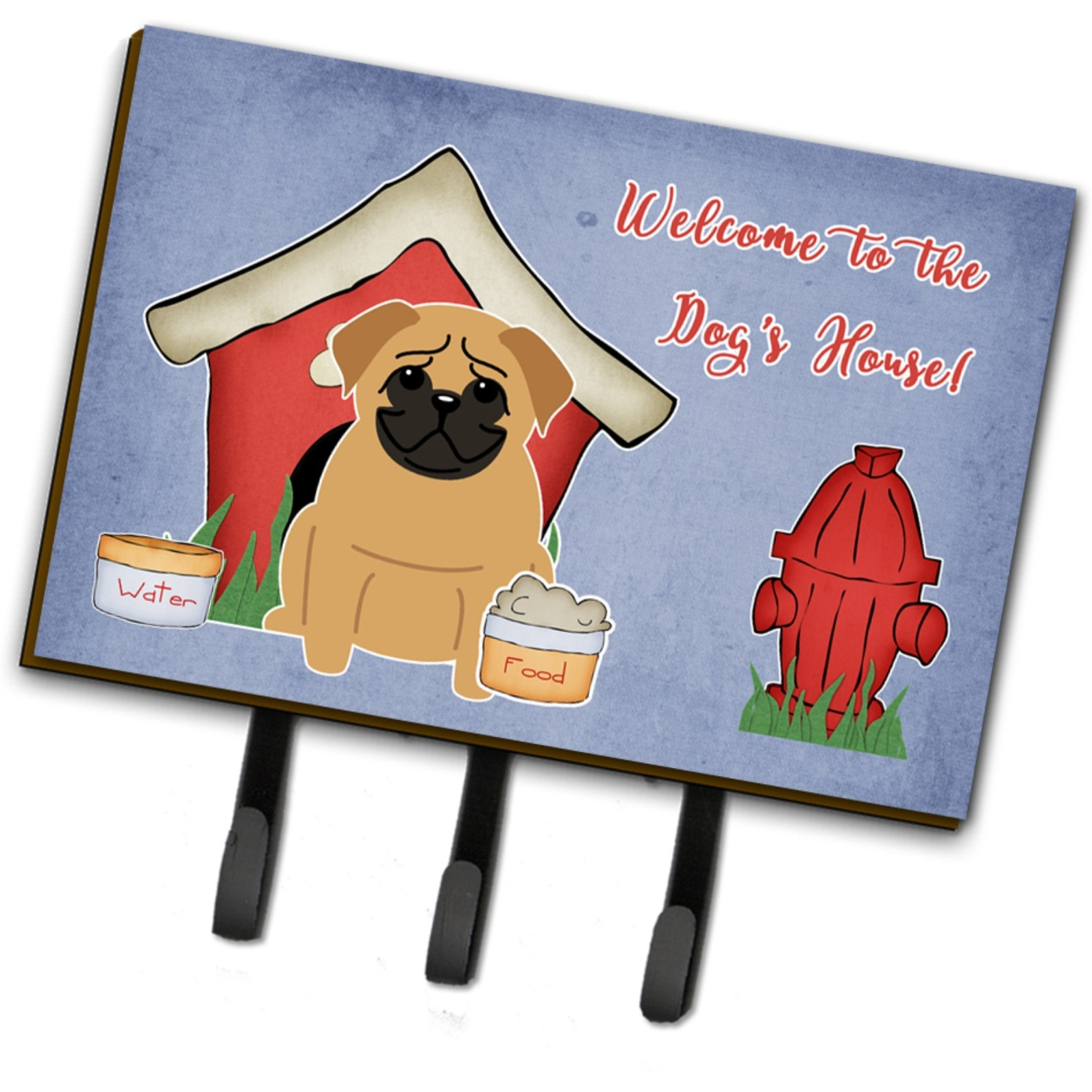 &quotCaroline's Treasures Dog House Collection Pug Brown Leash or Key Holder BB2761TH68, Triple"