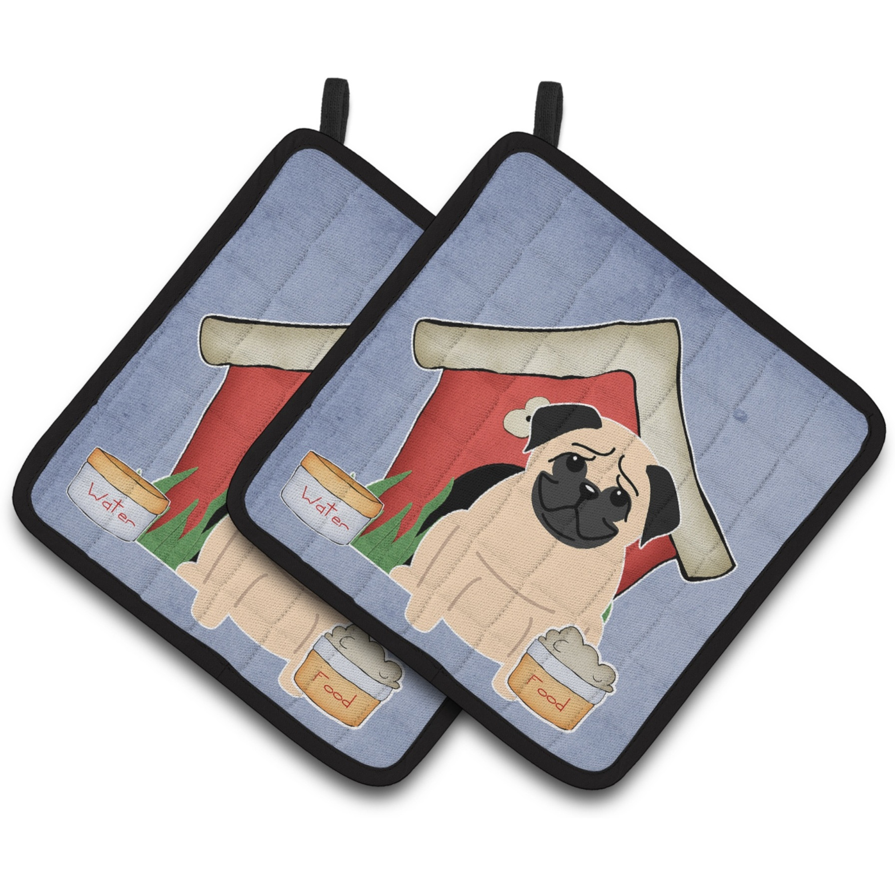 &quotCaroline's Treasures Dog House Collection Pug Fawn Pair of Pot Holders BB2762PTHD, 7.5HX7.5W, Multicolor"