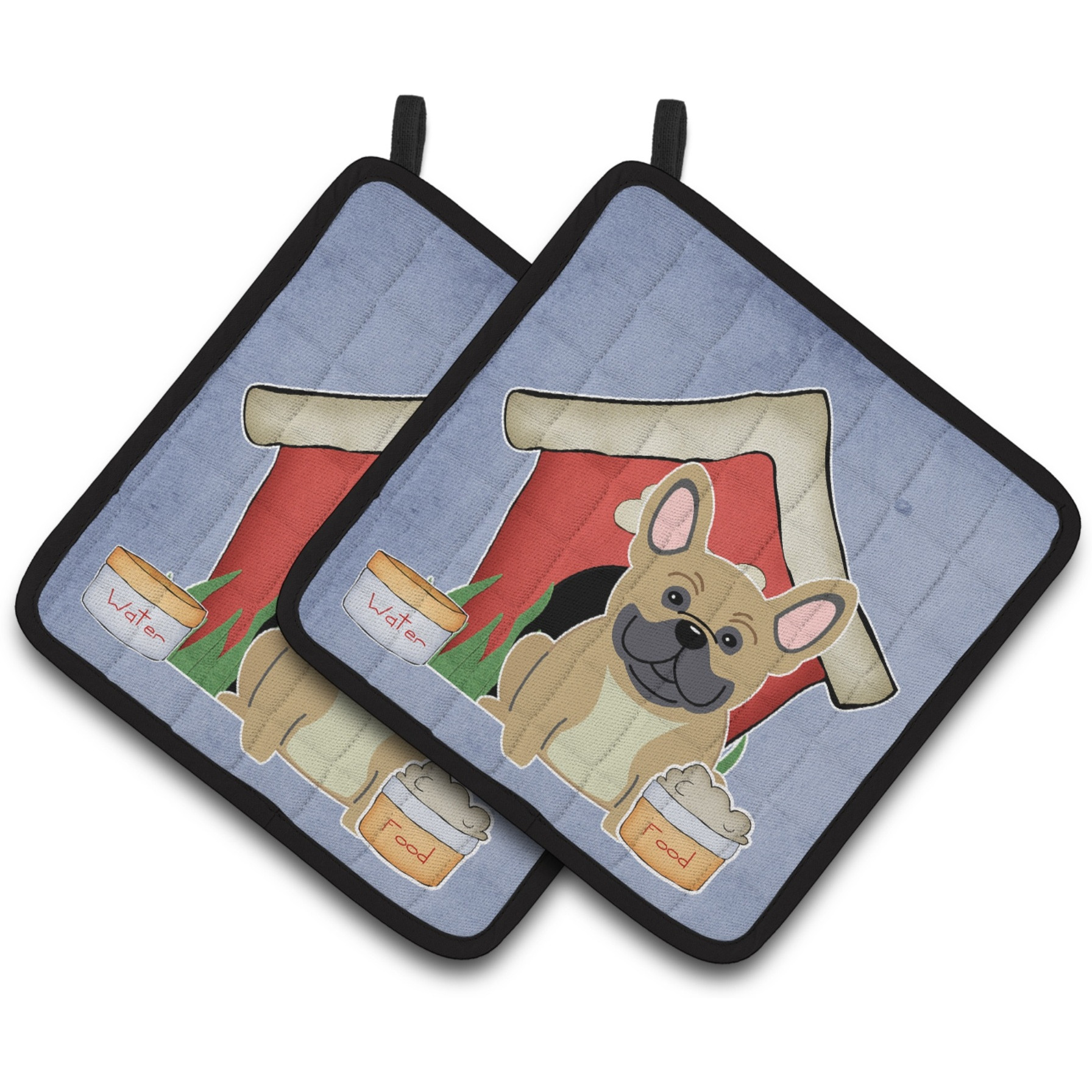 &quotCaroline's Treasures Dog House Collection French Bulldog Cream Pair of Pot Holders BB2764PTHD, 7.5HX7.5W, Multicolor"