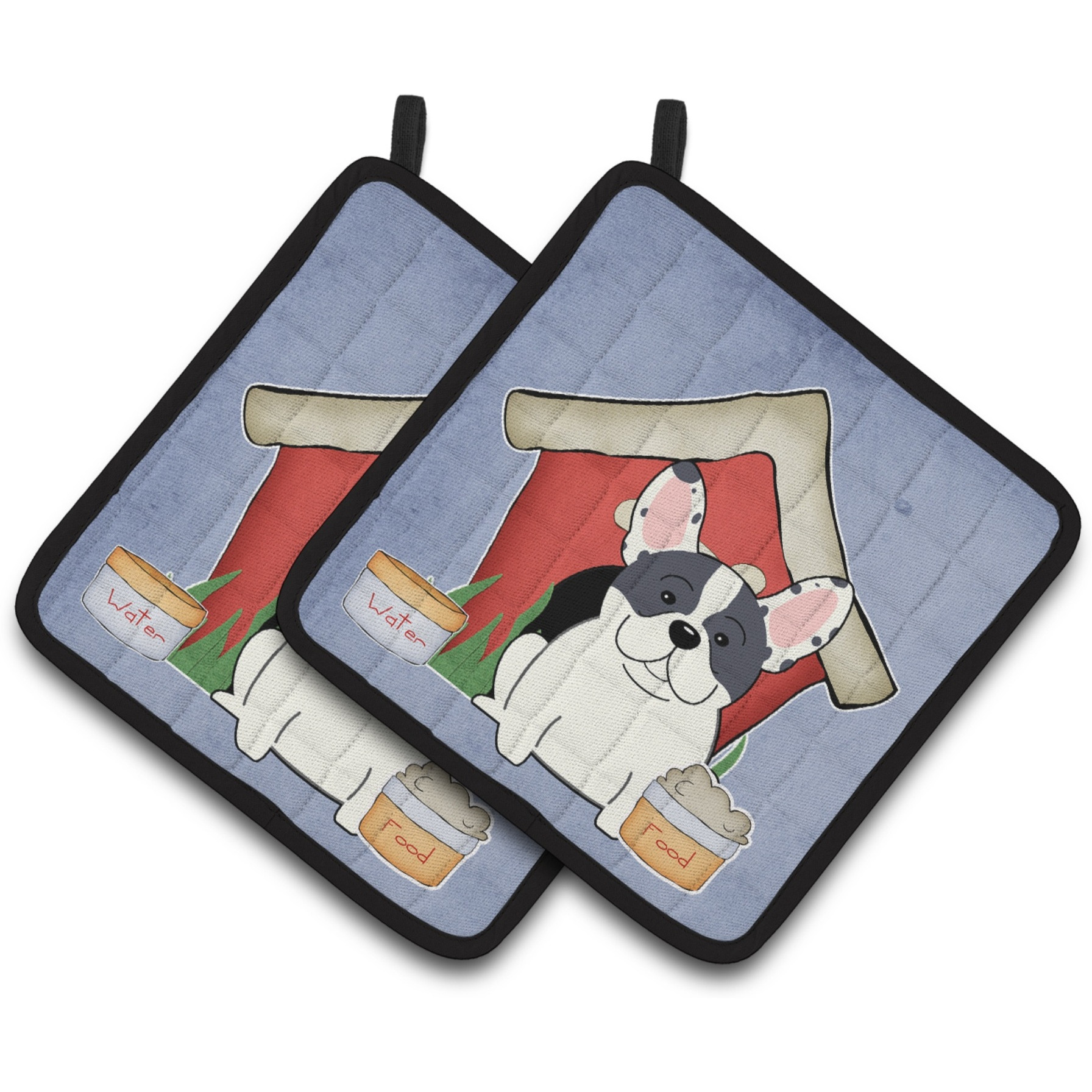 &quotCaroline's Treasures Dog House Collection French Bulldog Piebald Pair of Pot Holders BB2765PTHD, 7.5HX7.5W, Multicolor"