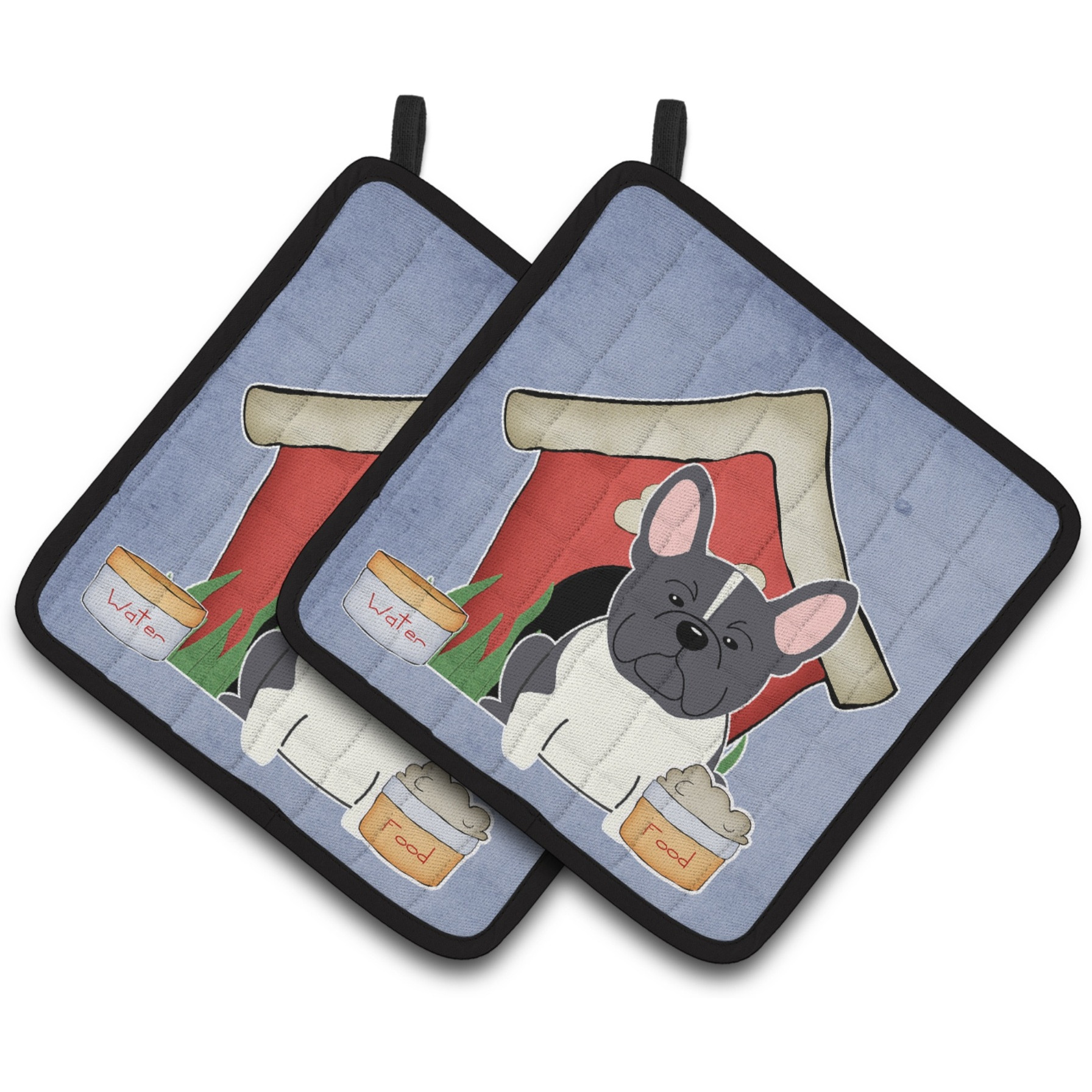 &quotCaroline's Treasures Dog House Collection French Bulldog black White Pair of Pot Holders BB2766PTHD, 7.5HX7.5W, Multicolor"