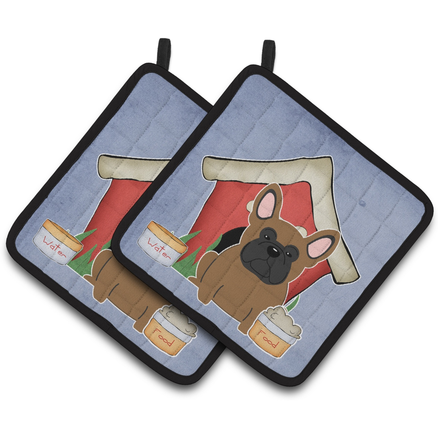 &quotCaroline's Treasures Dog House Collection French Bulldog Brown Pair of Pot Holders BB2767PTHD, 7.5HX7.5W, Multicolor"