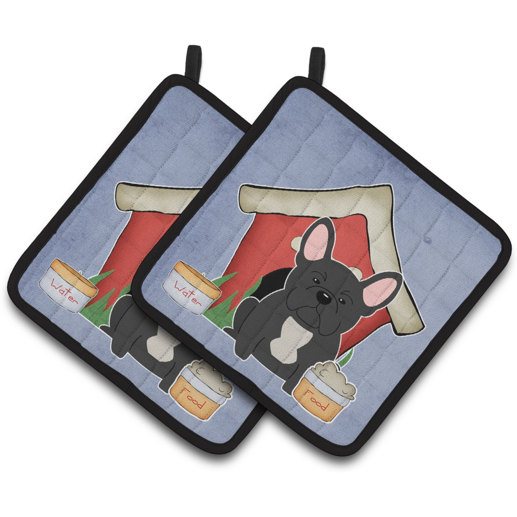 &quotCaroline's Treasures Dog House Collection French Bulldog black Pair of Pot Holders BB2768PTHD, 7.5HX7.5W, Multicolor"