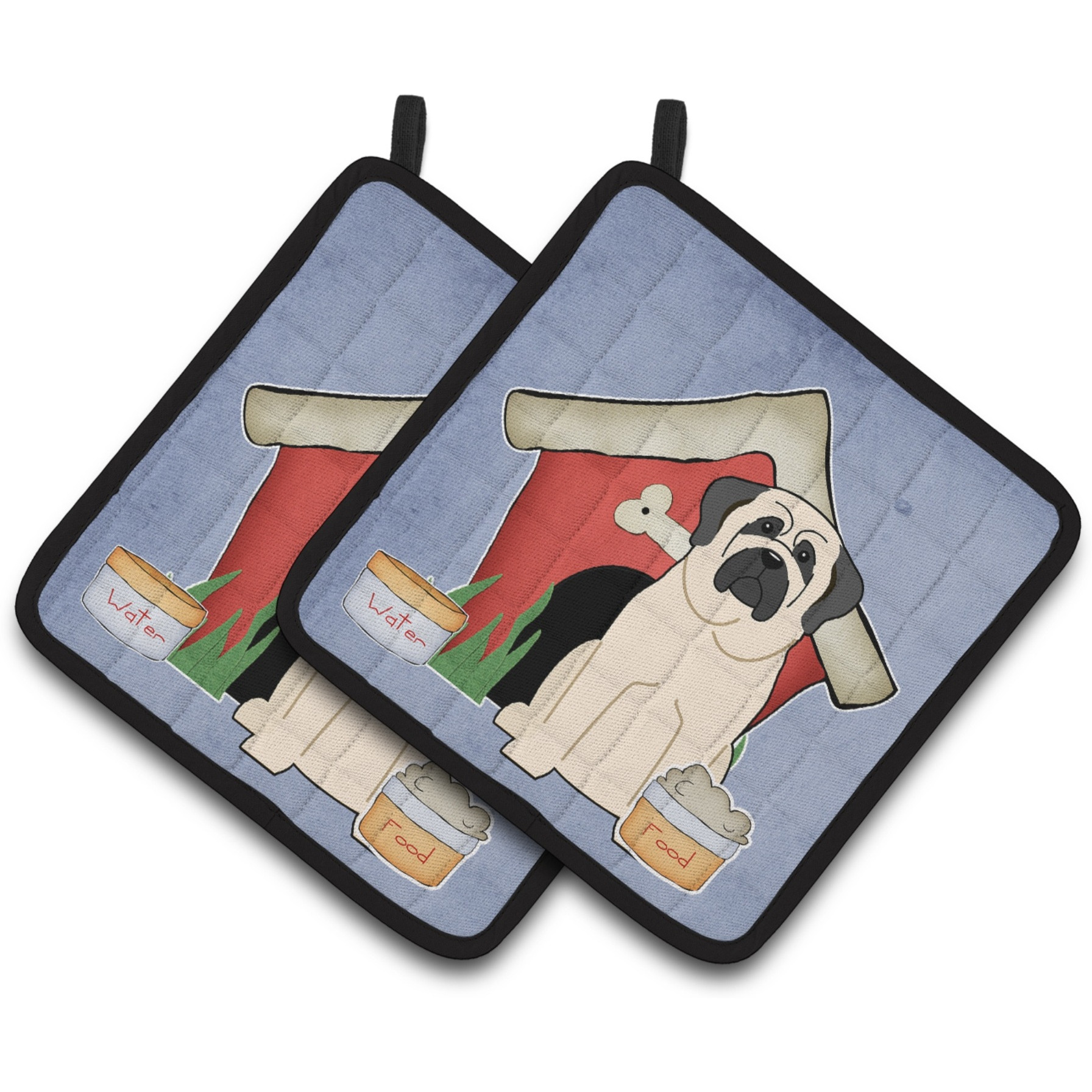 &quotCaroline's Treasures Dog House Collection Mastiff White Pair of Pot Holders BB2771PTHD, 7.5HX7.5W, Multicolor"