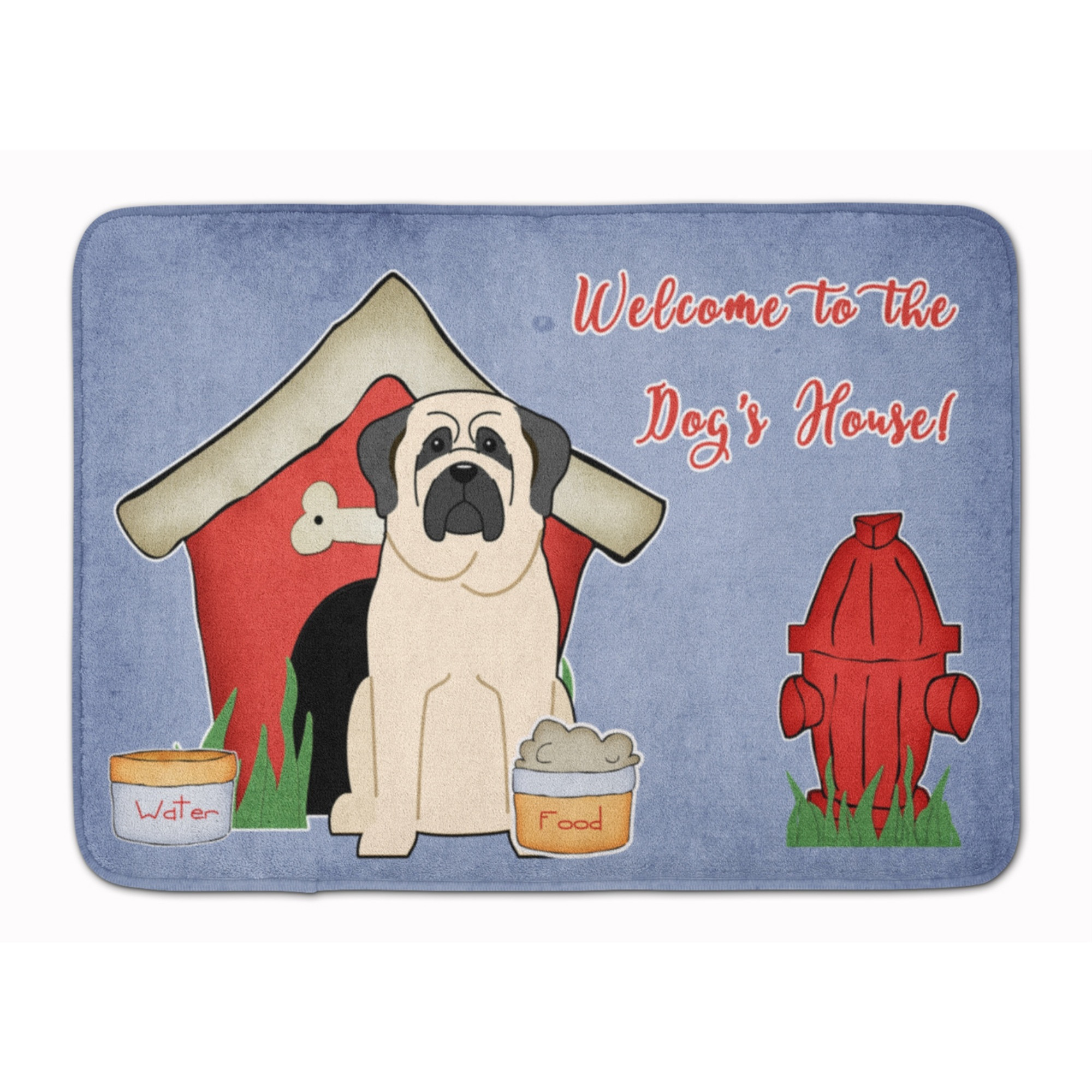 &quotCaroline's Treasures Dog House Collection Mastiff White Floor Mat, 19"" x 27"", Multicolor"
