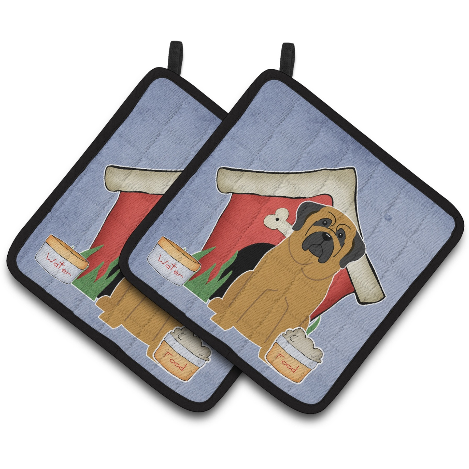 &quotCaroline's Treasures Dog House Collection Mastiff Pair of Pot Holders BB2772PTHD, 7.5HX7.5W, Multicolor"