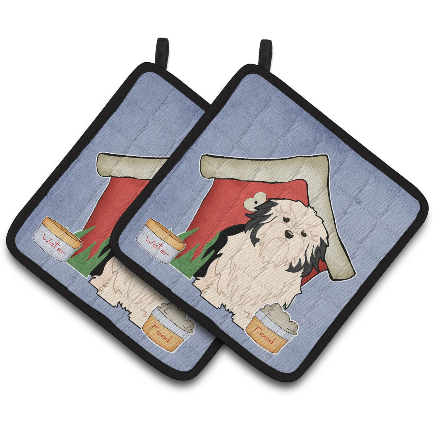 &quotCaroline's Treasures Dog House Collection Lowchen Pair of Pot Holders BB2773PTHD, 7.5HX7.5W, Multicolor"