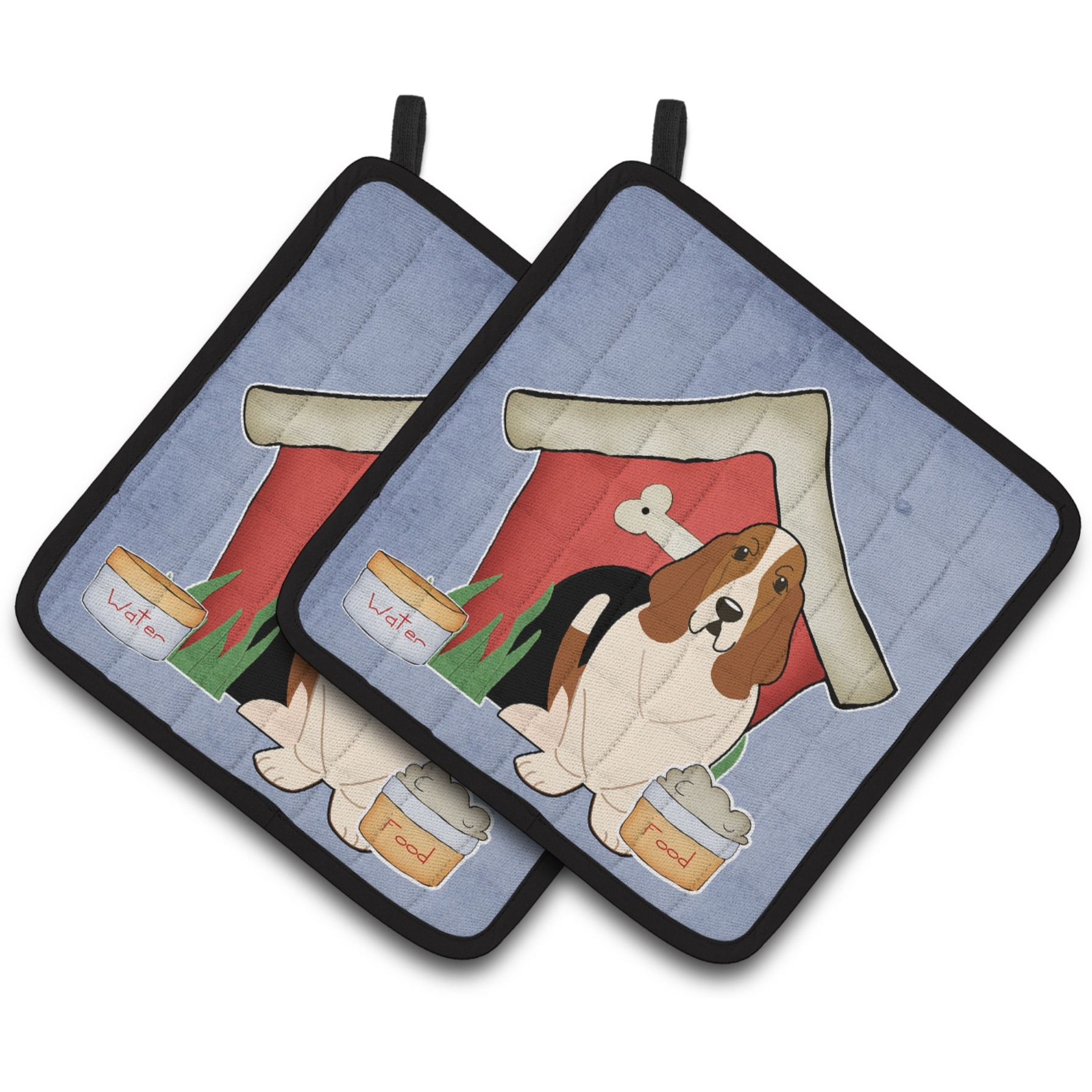 &quotCaroline's Treasures Dog House Collection Basset Hound Pair of Pot Holders BB2775PTHD, 7.5HX7.5W, Multicolor"