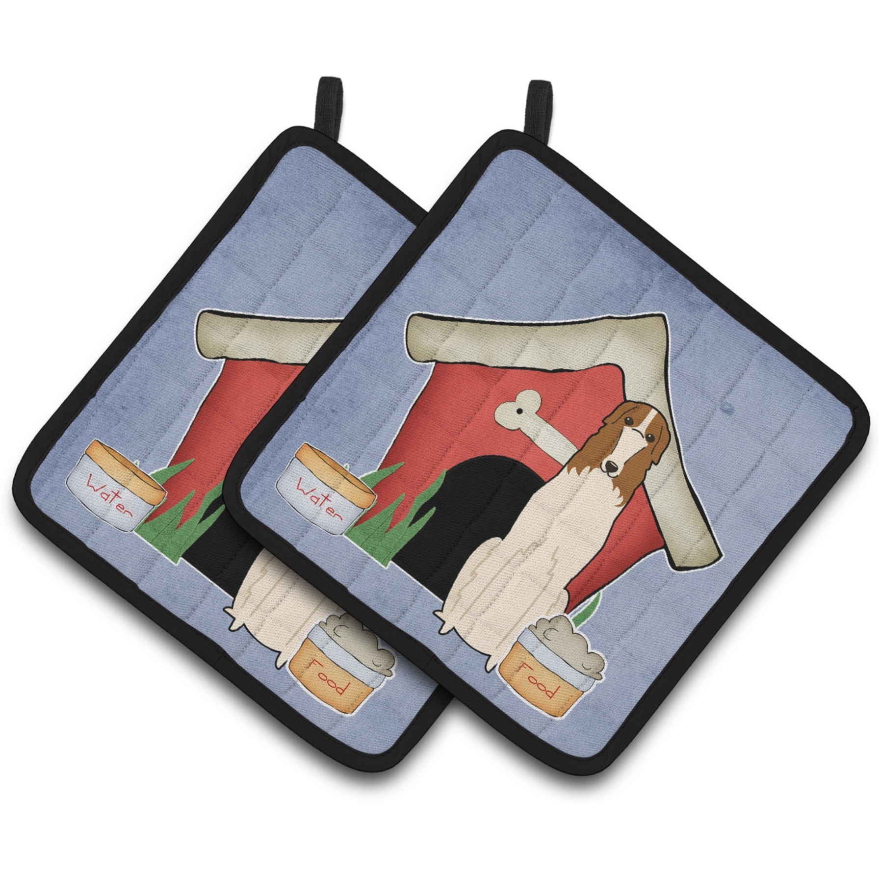 &quotCaroline's Treasures Dog House Collection Borzoi Pair of Pot Holders BB2777PTHD, 7.5HX7.5W, Multicolor"