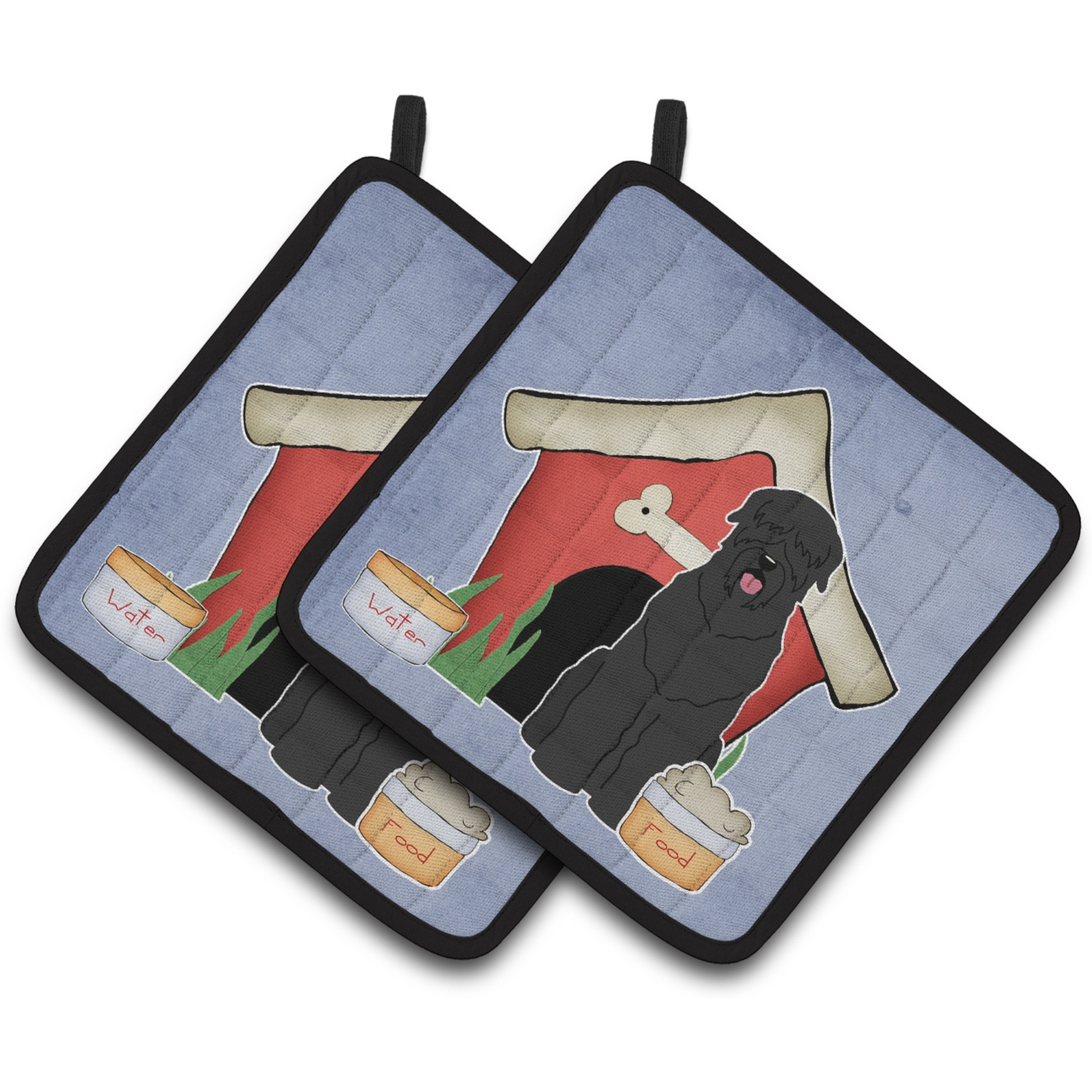 &quotCaroline's Treasures Dog House Collection black Russian Terrier Pair of Pot Holders BB2780PTHD, 7.5HX7.5W, Multicolor"