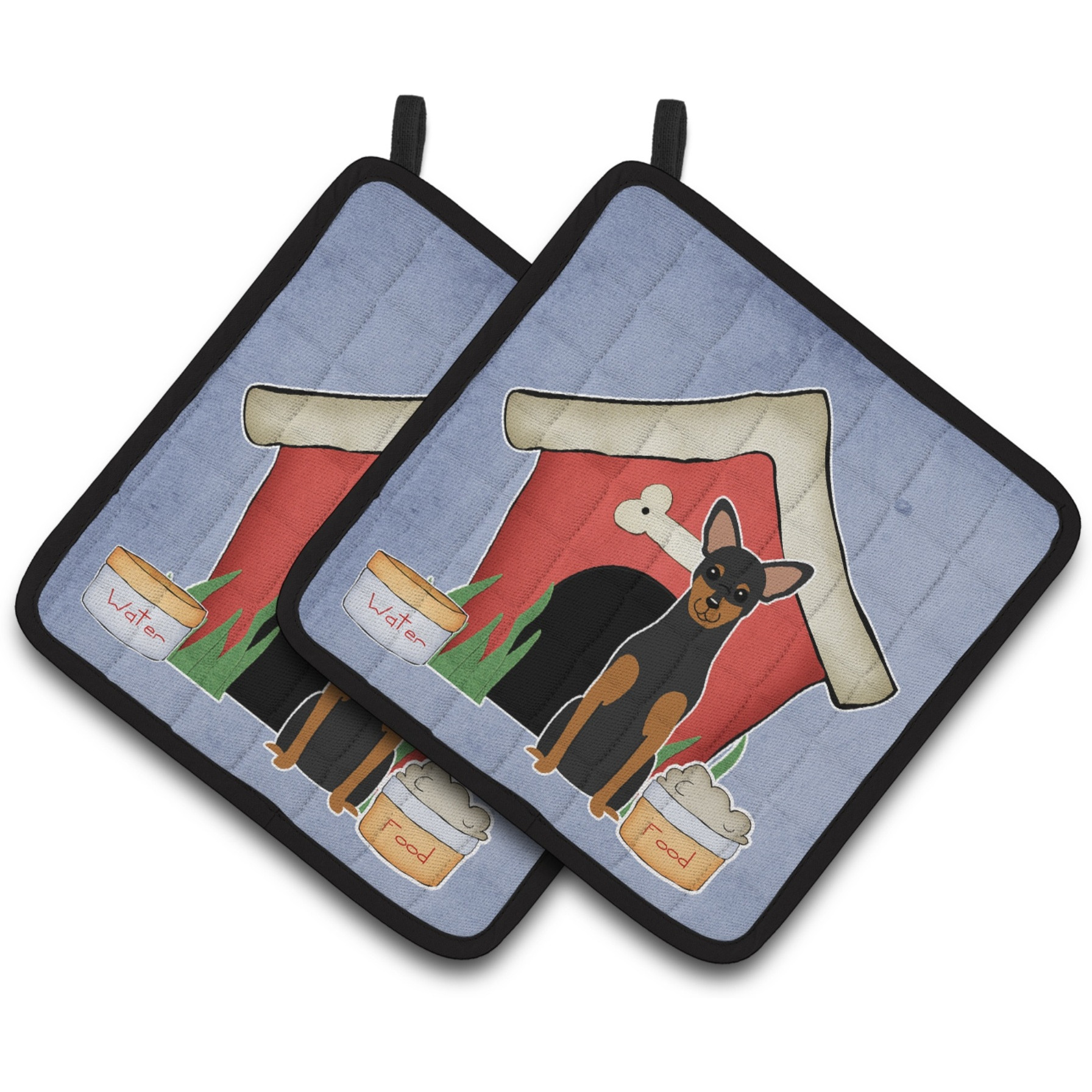 &quotCaroline's Treasures Dog House Collection Manchester Terrier Pair of Pot Holders BB2782PTHD, 7.5HX7.5W, Multicolor"