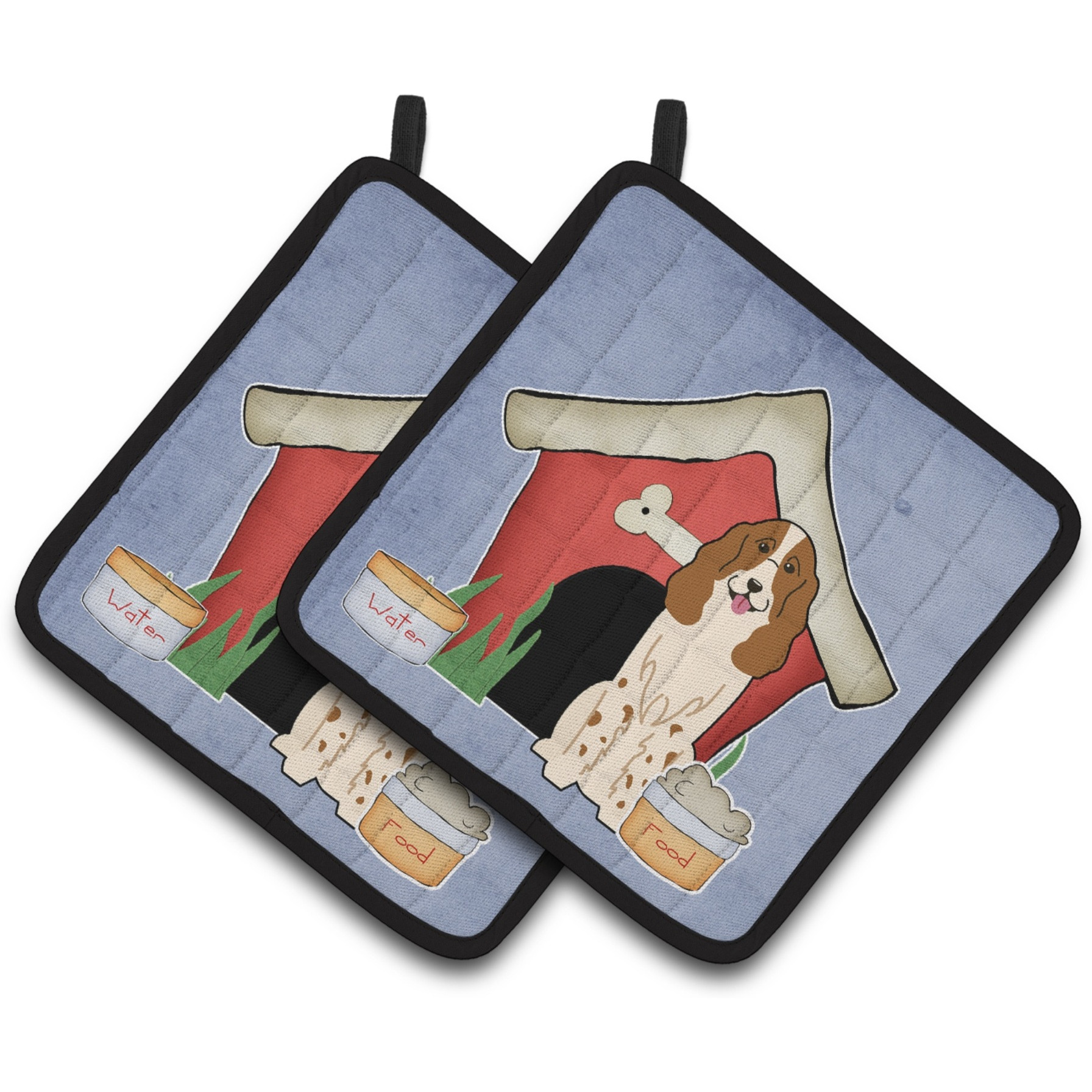 &quotCaroline's Treasures Dog House Collection Russian Spaniel Pair of Pot Holders BB2785PTHD, 7.5HX7.5W, Multicolor"