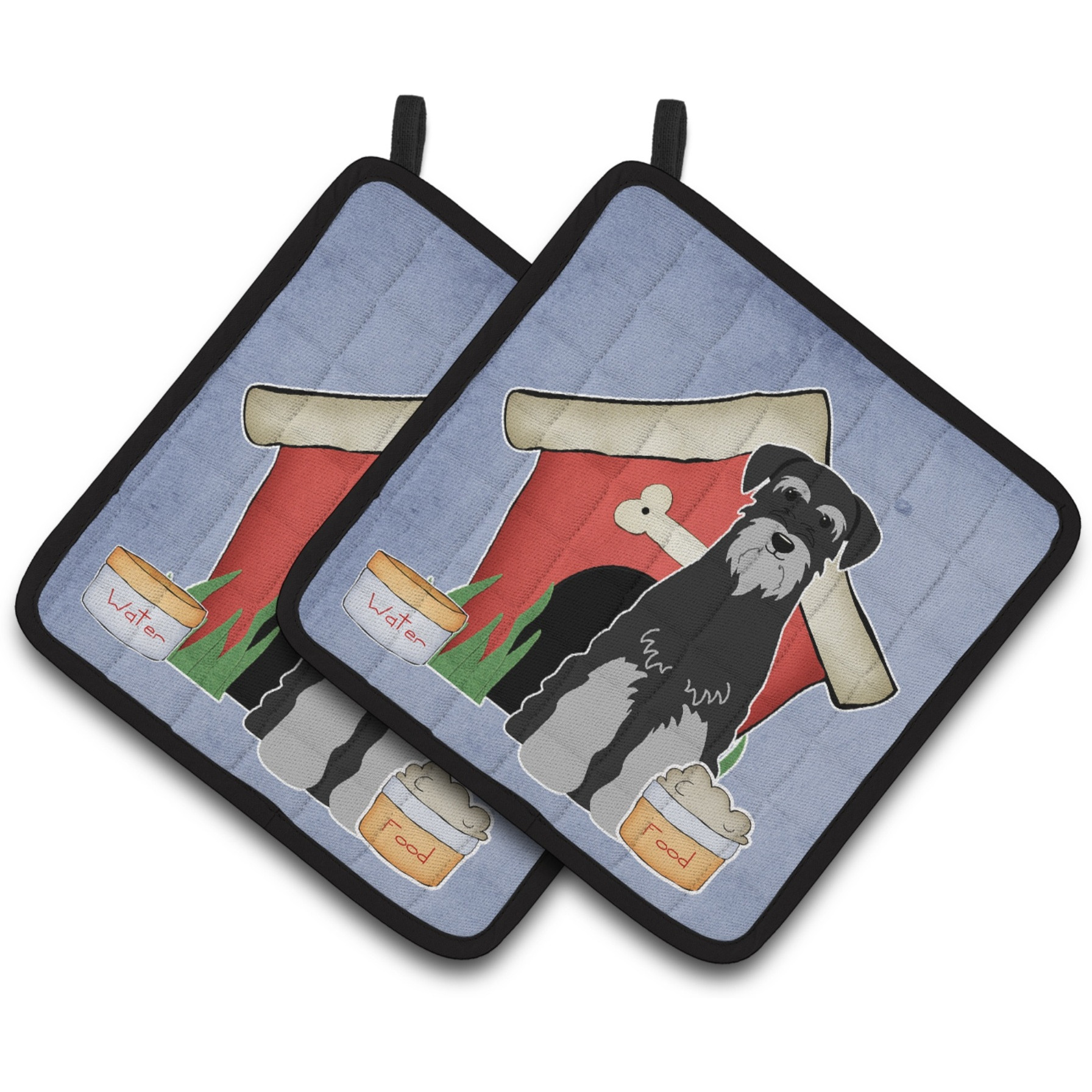 &quotCaroline's Treasures Dog House Collection Standard Schnauzer black Grey Pair of Pot Holders BB2788PTHD, 7.5HX7.5W, Multicolor"