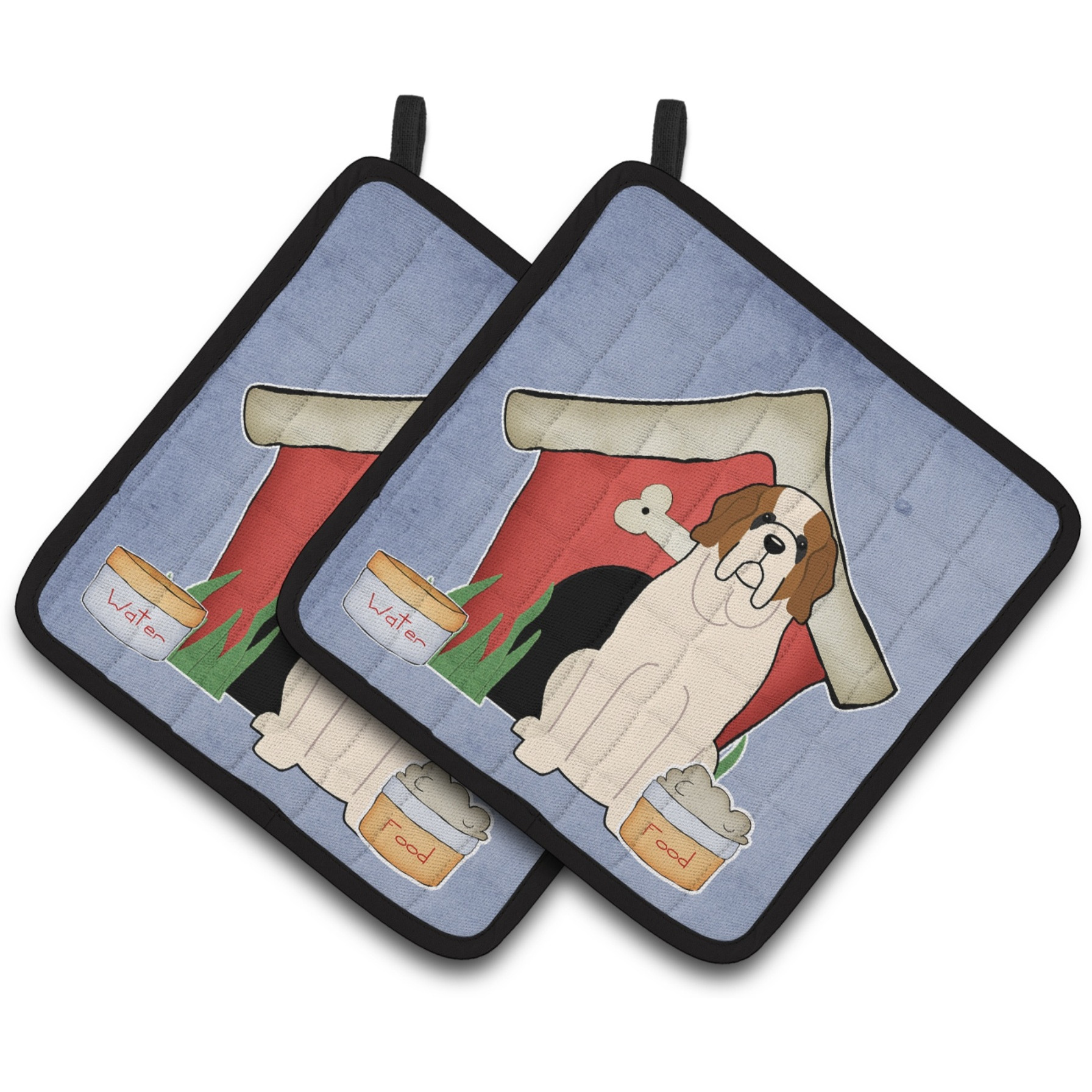 &quotCaroline's Treasures Dog House Collection Saint Bernard Pair of Pot Holders BB2789PTHD, 7.5HX7.5W, Multicolor"