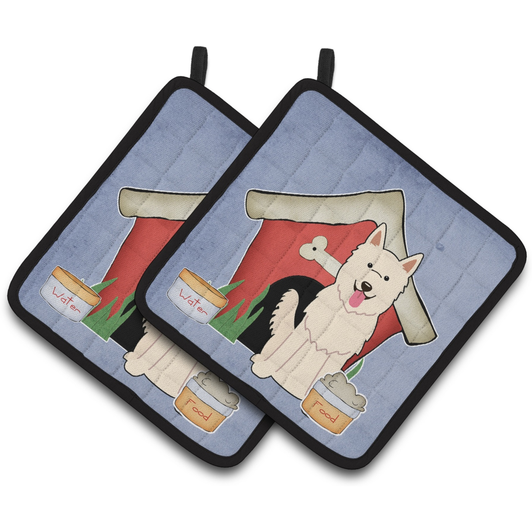 &quotCaroline's Treasures Dog House Collection White German Shepherd Pair of Pot Holders BB2799PTHD, 7.5HX7.5W, Multicolor"