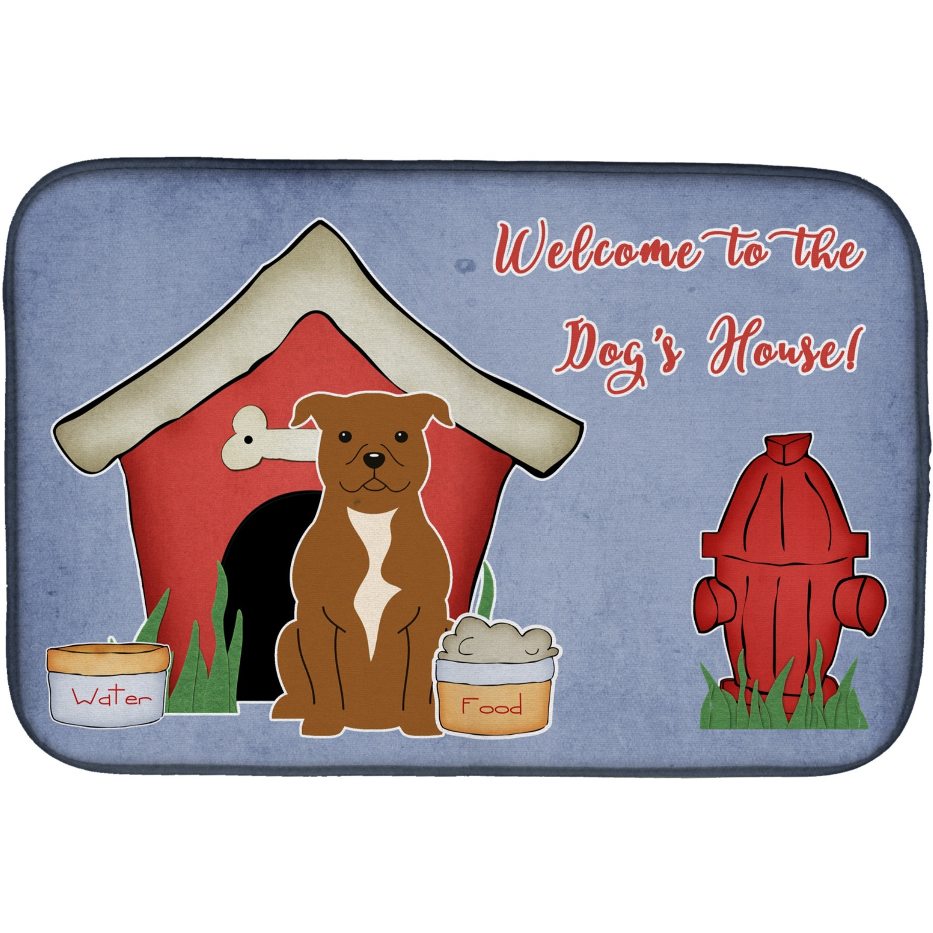 &quotCaroline's Treasures Dog House Collection Staffordshire Brown Dish Drying Mat, 14"" x 21"""
