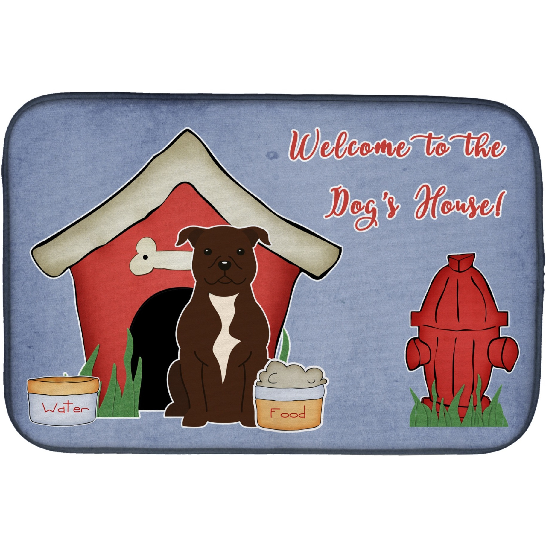 &quotCaroline's Treasures Dog House Collection Staffordshire Bull Terrier Chocolate Dish Drying Mat, 14 x 21"