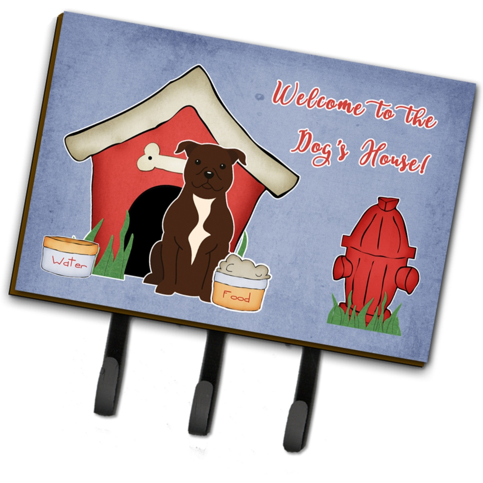&quotCaroline's Treasures Dog House Collection Staffordshire Bull Terrier Chocolate Leash or Key Holder BB2802TH68, Triple"