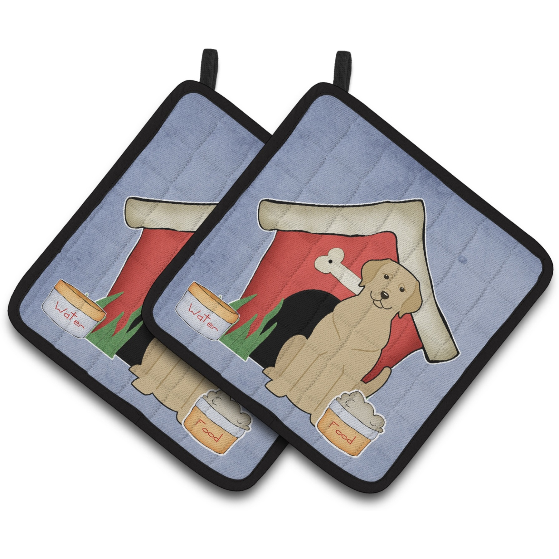 &quotCaroline's Treasures Dog House Collection Yellow Labrador Pair of Pot Holders BB2809PTHD, 7.5HX7.5W, Multicolor"