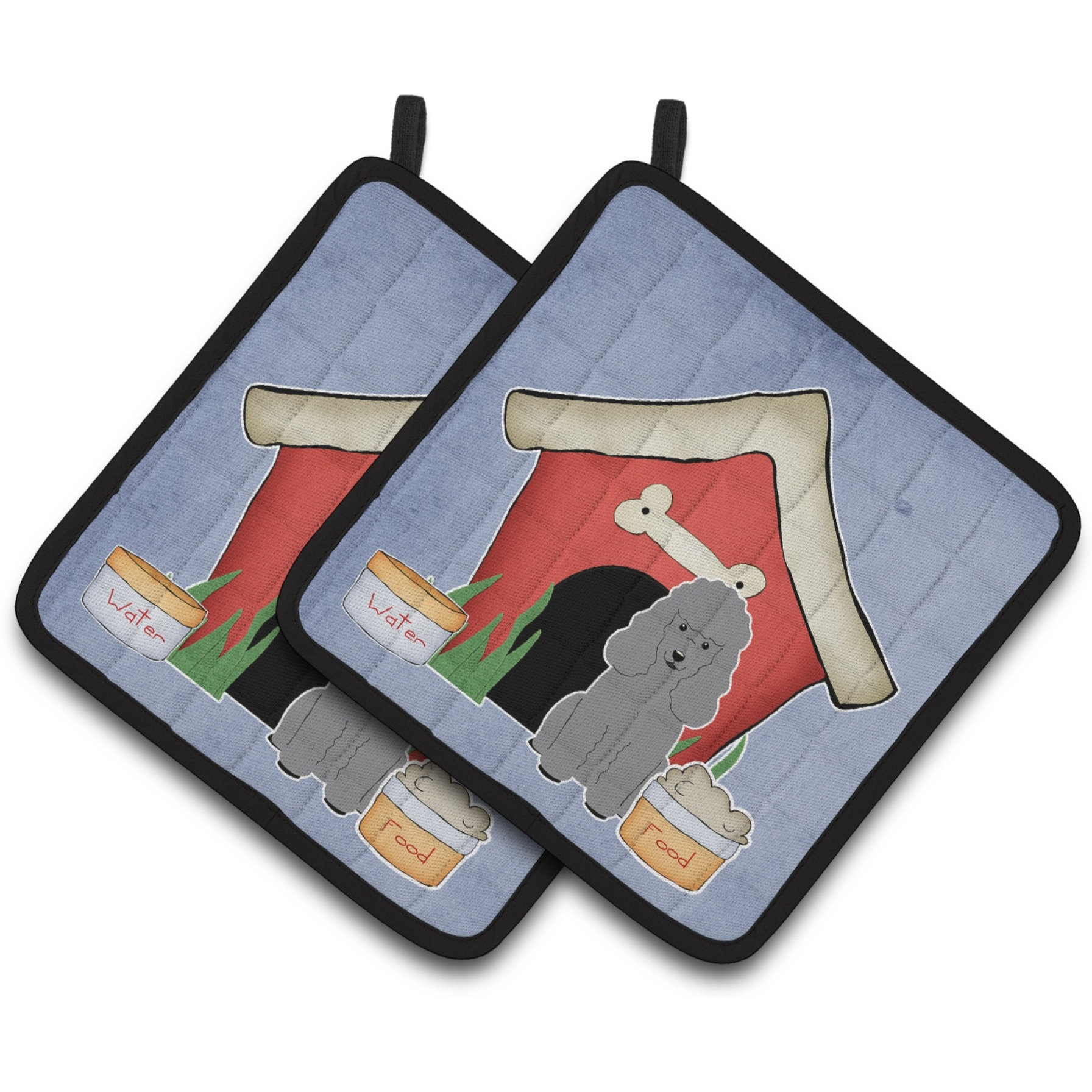 &quotCaroline's Treasures Dog House Collection Poodle Silver Pair of Pot Holders BB2822PTHD, 7.5HX7.5W, Multicolor"