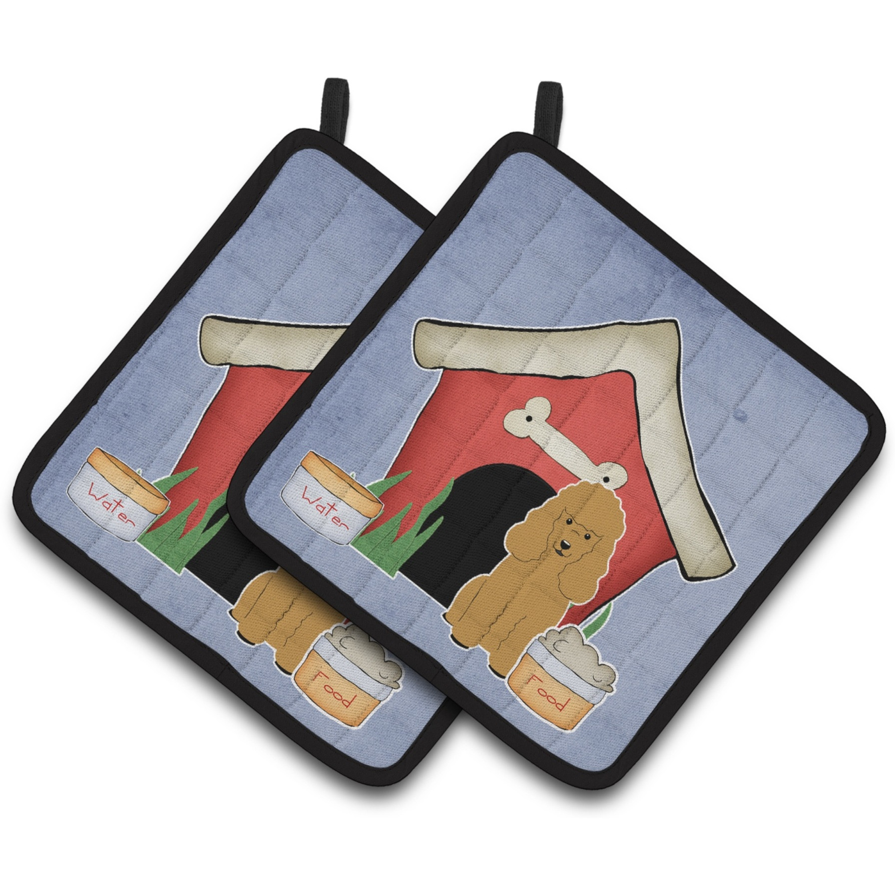 &quotCaroline's Treasures Dog House Collection Poodle Tan Pair of Pot Holders BB2823PTHD, 7.5HX7.5W, Multicolor"