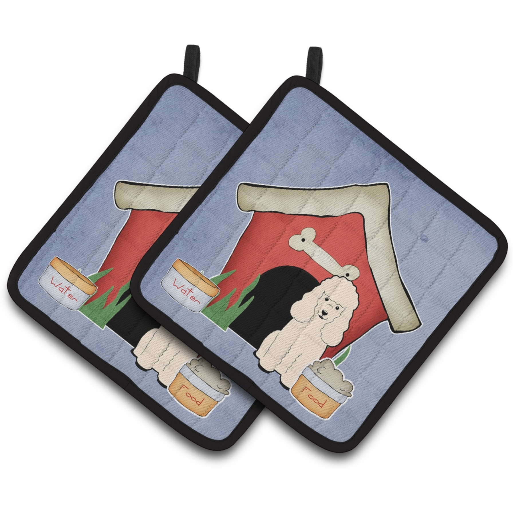 &quotCaroline's Treasures Dog House Collection Poodle White Pair of Pot Holders BB2824PTHD, 7.5HX7.5W, Multicolor"