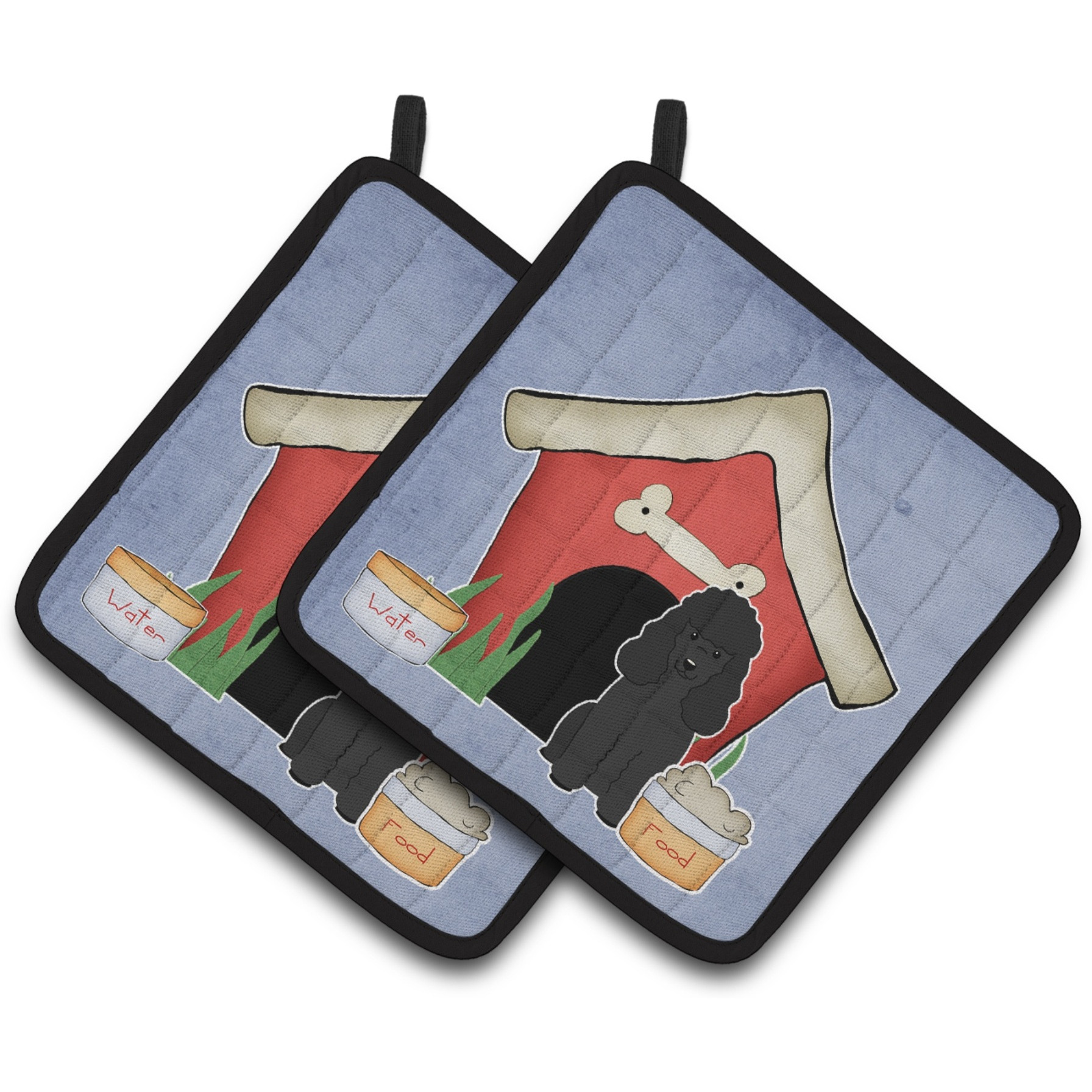 &quotCaroline's Treasures Dog House Collection Poodle black Pair of Pot Holders BB2825PTHD, 7.5HX7.5W, Multicolor"