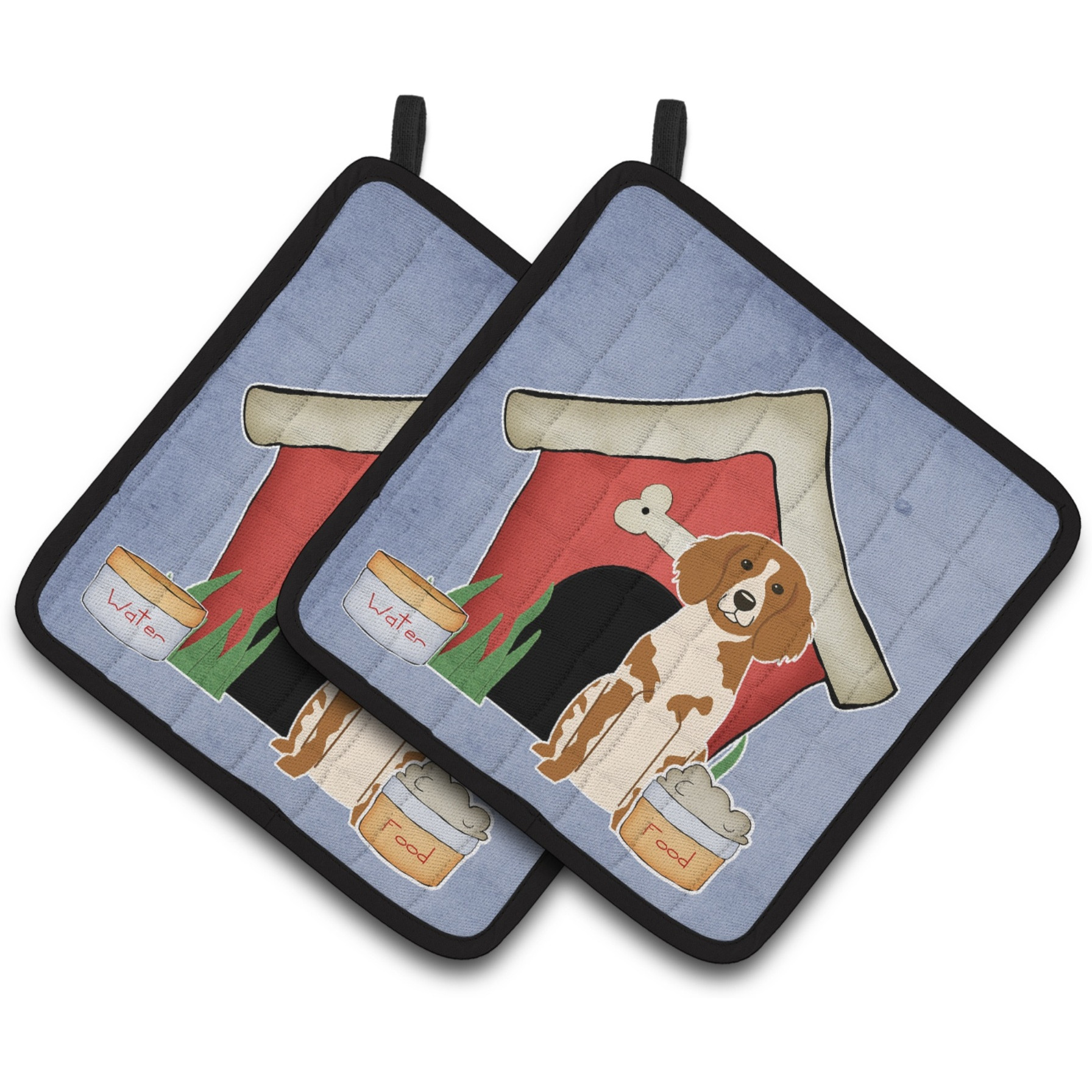 &quotCaroline's Treasures Dog House Collection Brittany Spaniel Pair of Pot Holders BB2826PTHD, 7.5HX7.5W, Multicolor"