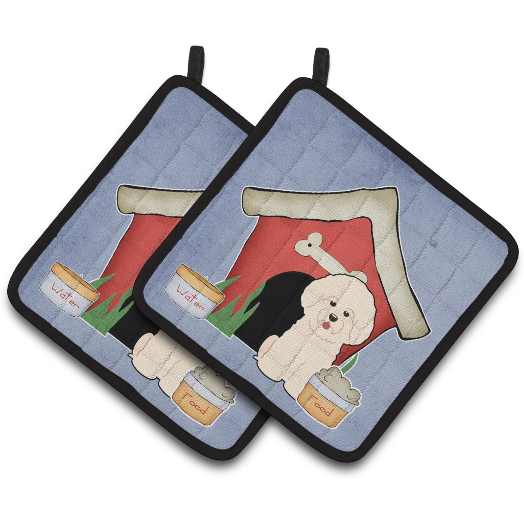 &quotCaroline's Treasures Dog House Collection Bichon Frise Pair of Pot Holders BB2829PTHD, 7.5HX7.5W, Multicolor"