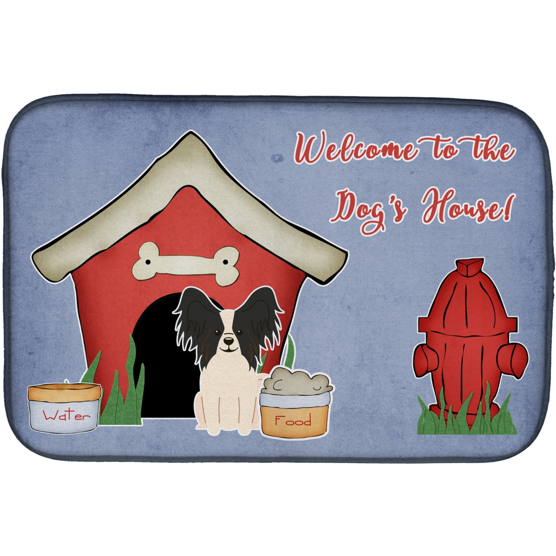 &quotCaroline's Treasures Dog House Collection Papillion Black White Dish Drying Mat, 14 X 21"