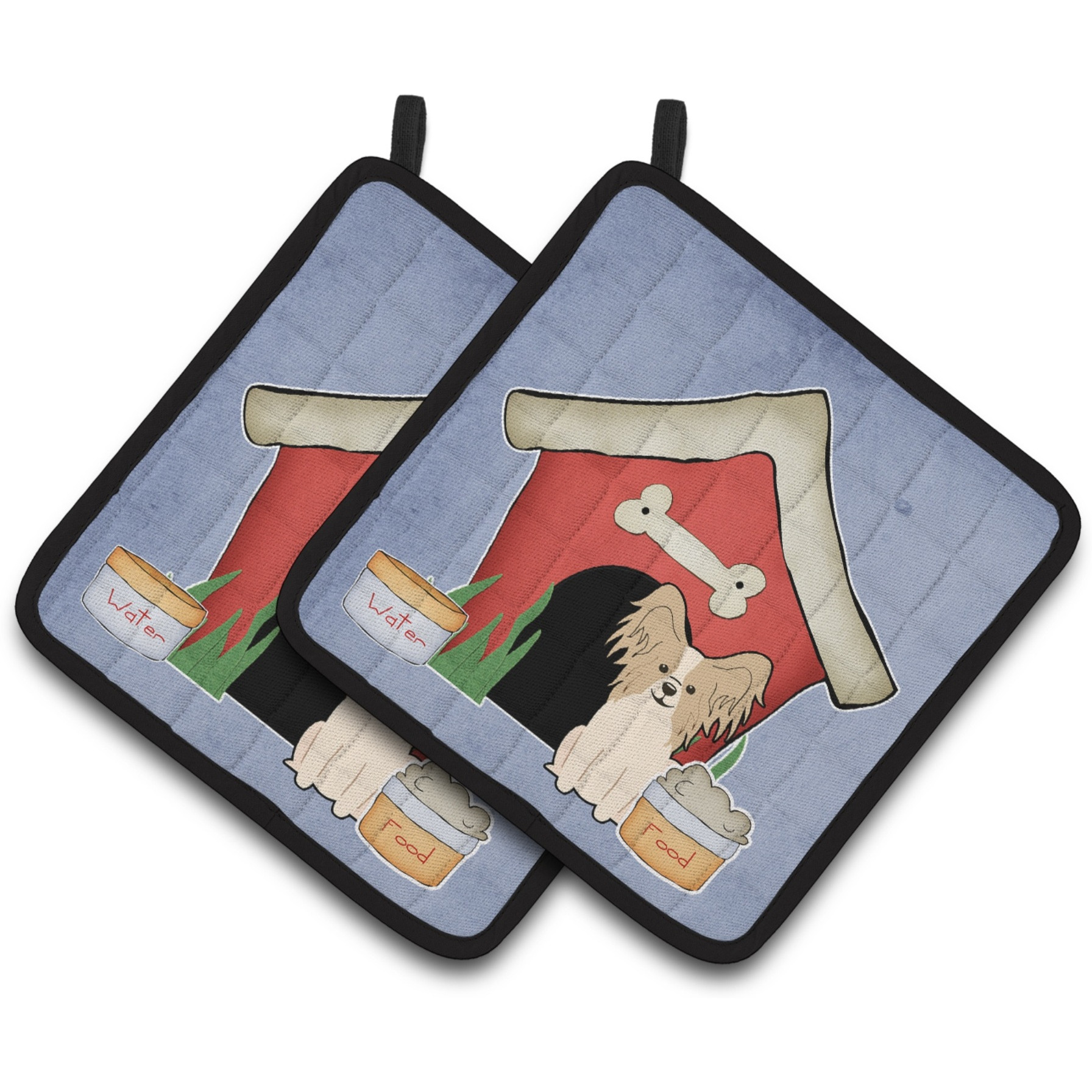&quotCaroline's Treasures Dog House Collection Papillon Sable White Pair of Pot Holders BB2831PTHD, 7.5HX7.5W, Multicolor"