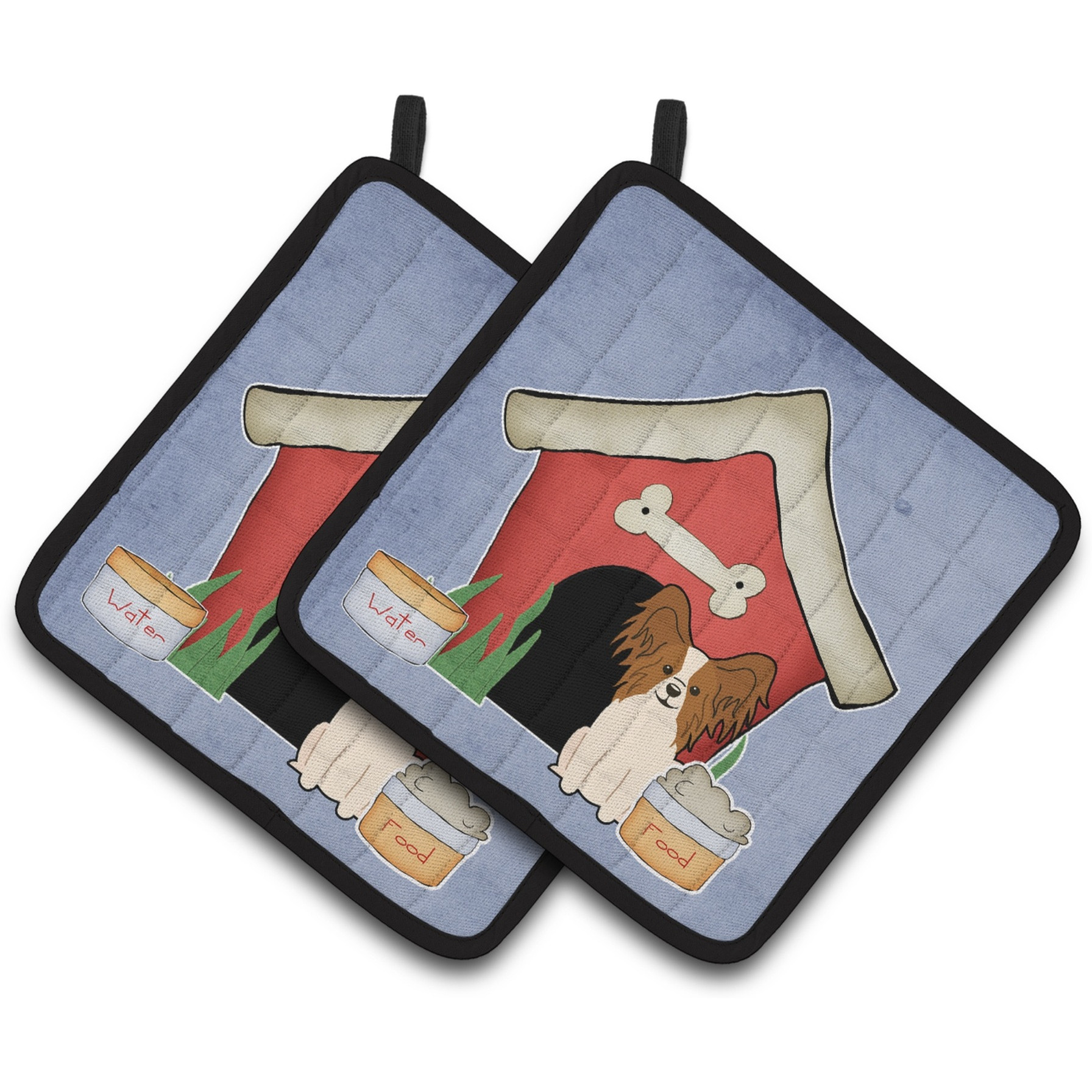 &quotCaroline's Treasures Dog House Collection Papillon Red White Pair of Pot Holders BB2832PTHD, 7.5HX7.5W, Multicolor"