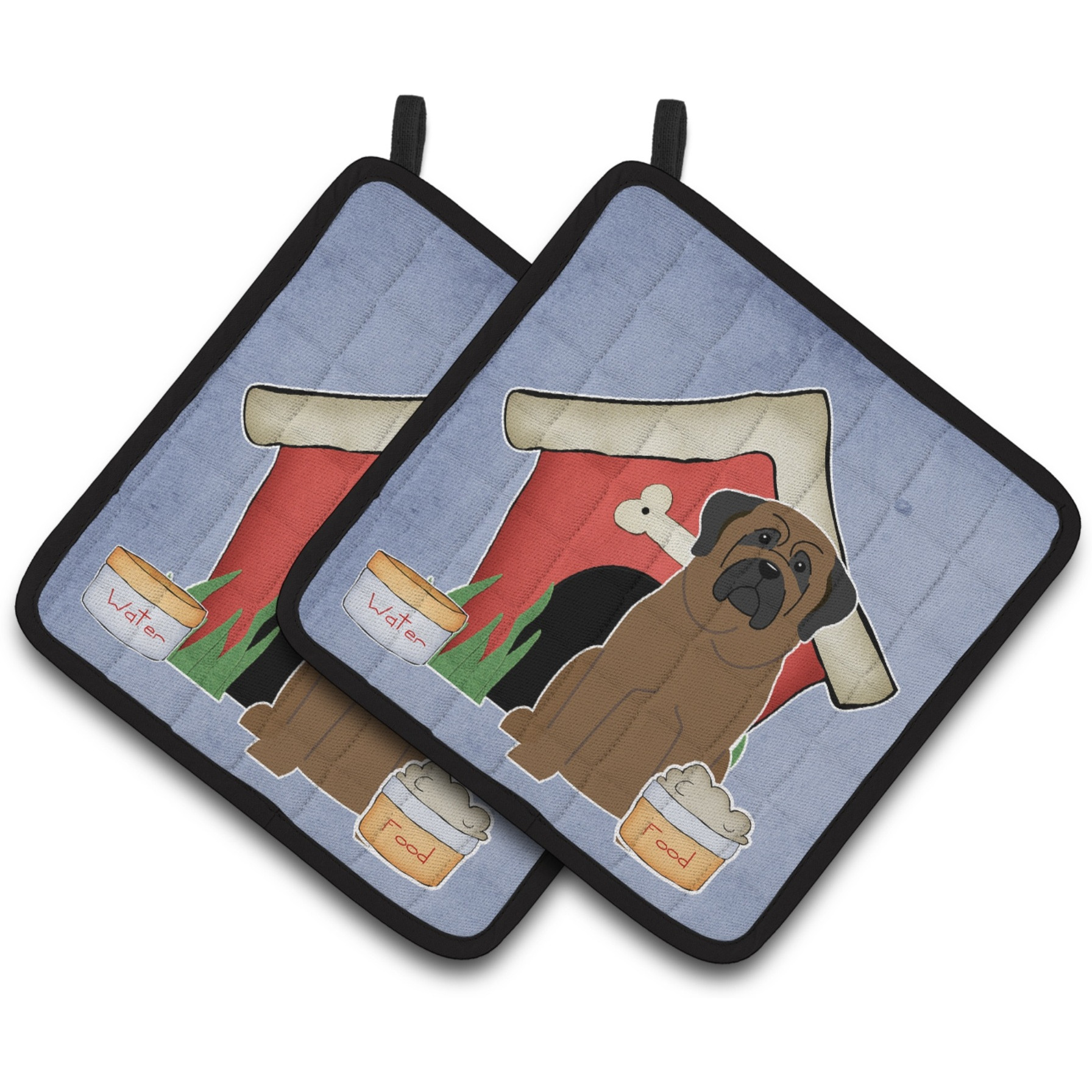 &quotCaroline's Treasures Dog House Collection Bullmastiff Pair of Pot Holders BB2838PTHD, 7.5HX7.5W, Multicolor"
